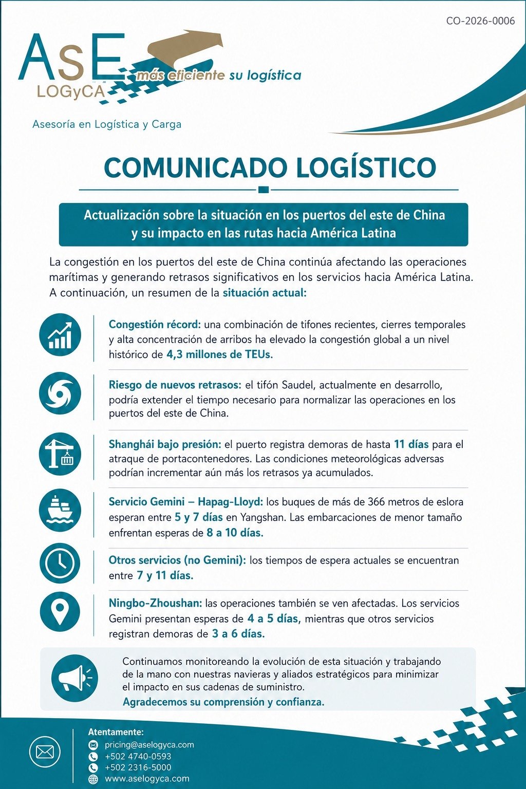 Transporte Marítimo desde el este de China hacia América Latina