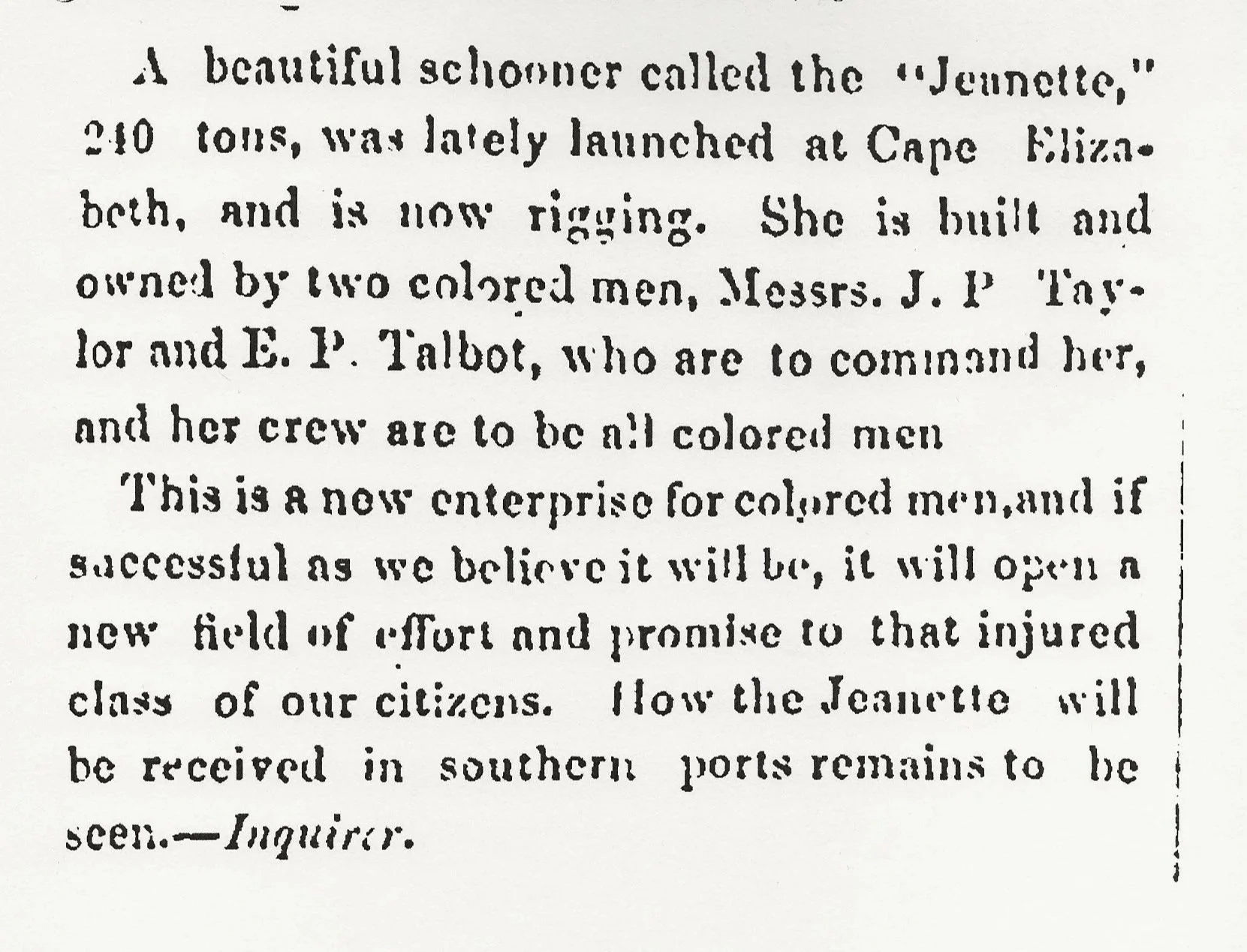 Pillars of Their Community: Portland, Maine’s Black Mariners