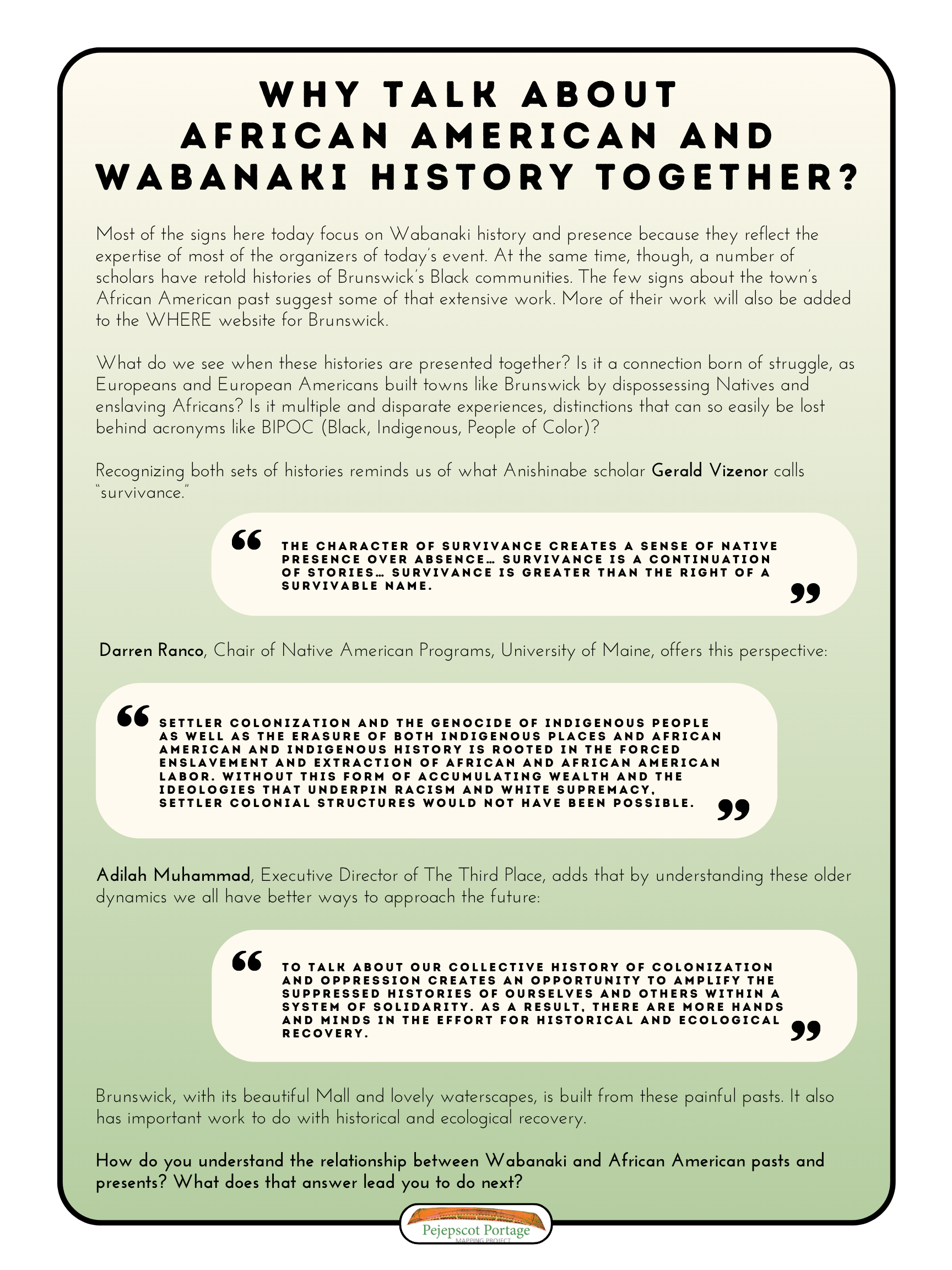 Why talk about African American and Wabanaki history together?