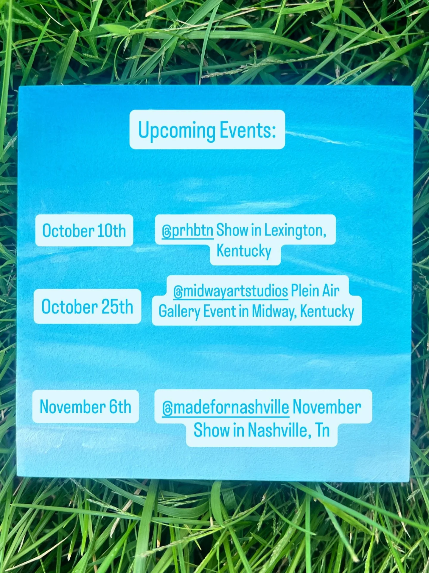 See my work this fall ✨ I&rsquo;m excited to share a few upcoming events where my paintings will be on view:

📍 October 10 &ndash; Opening Reception of @prhbtn in Lexington, KY 🎨 October 25 &ndash; Plein Air Painting + Gallery Event with @midwayart