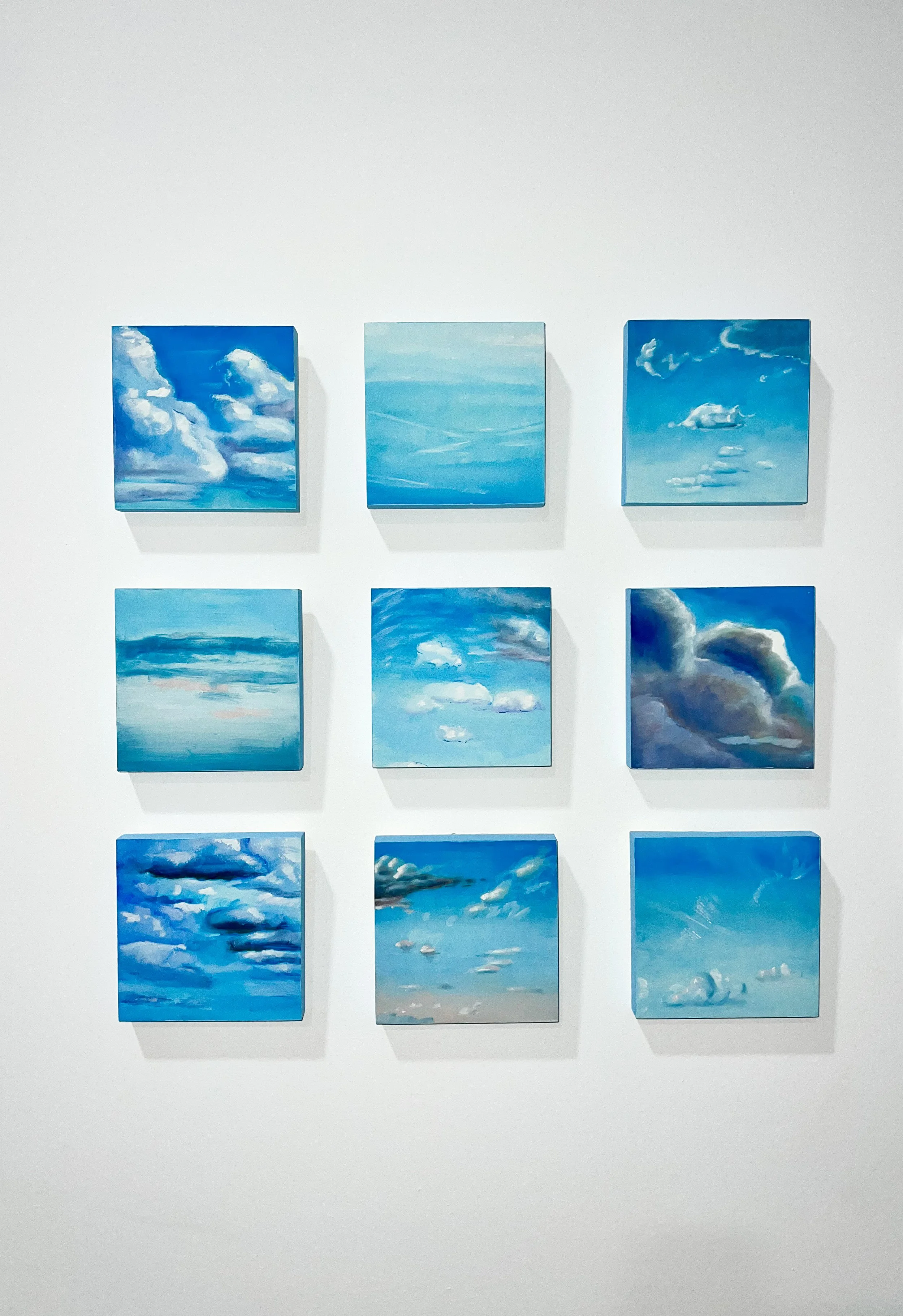 Grid of 9 5"x5" Cloud Studies | Oil on Panel