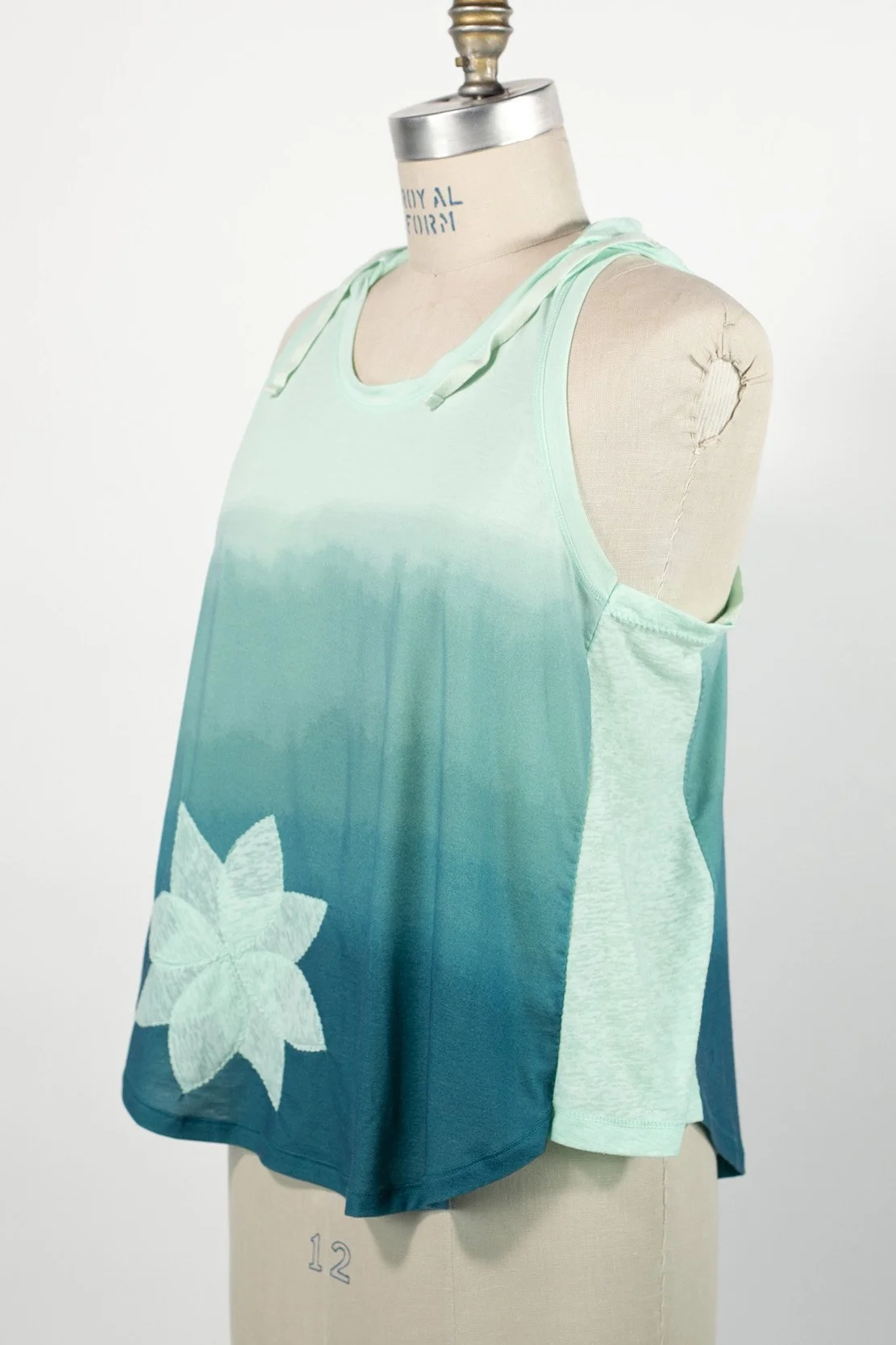 Teal Ombre Tank Top with Hood