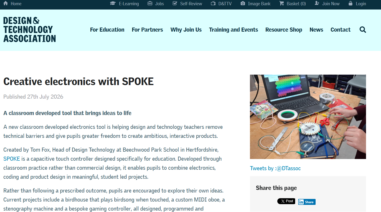 SPOKE in Design and Technology Association