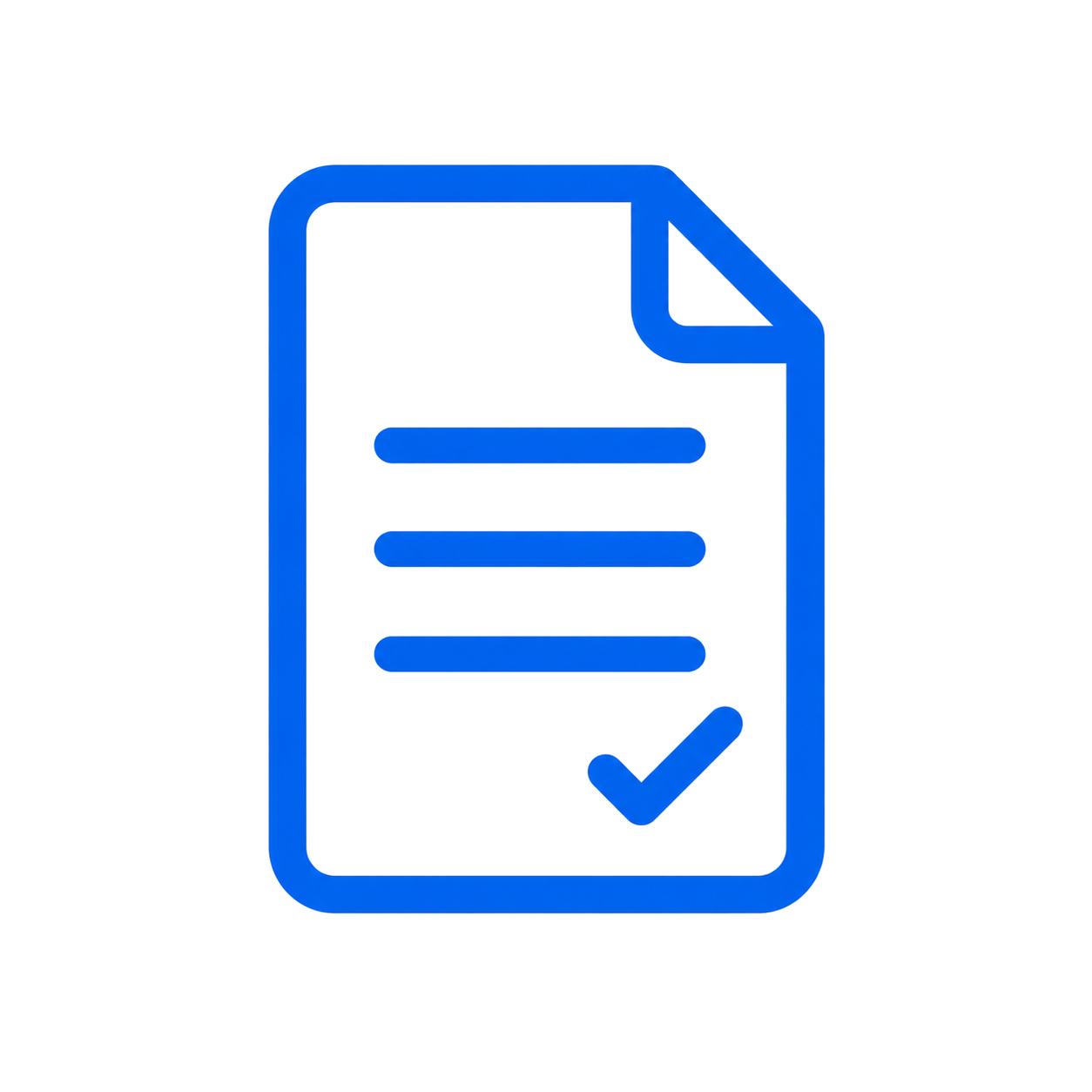 Blue outline of a document with lines of text and a checkmark, symbolizing Direct Insurance Billing, on a light background.