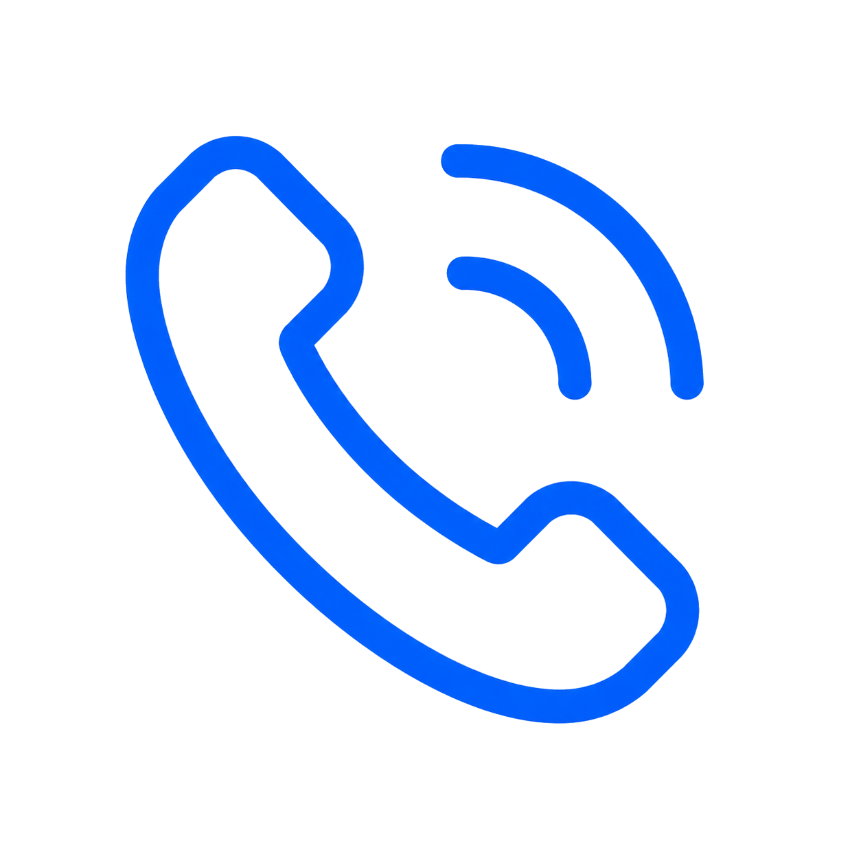 Blue phone handset icon with sound waves, symbolizing a call—contact us at Harbaugh Restoration. Light gray background.