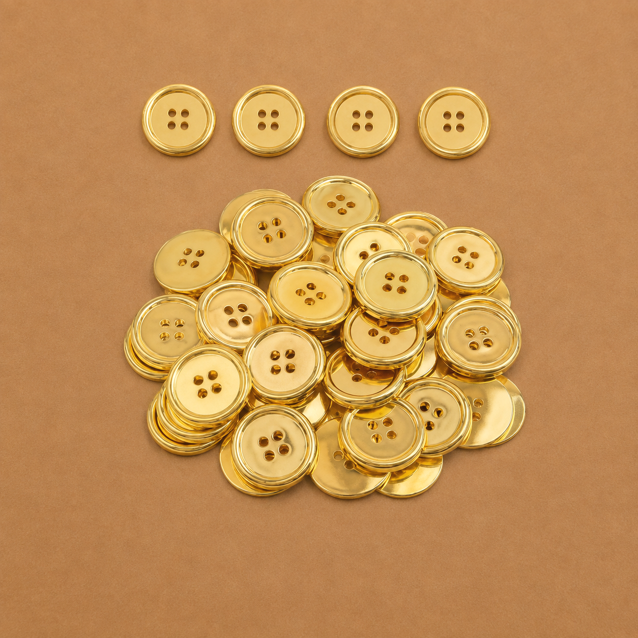 Perfect gold plastic buttons for Elf Jr. the Musical elf costumes — 1-inch lightweight stage-ready buttons that catch stage lighting beautifully without adding weight to hand-sewn vests. Not sponsored no commission