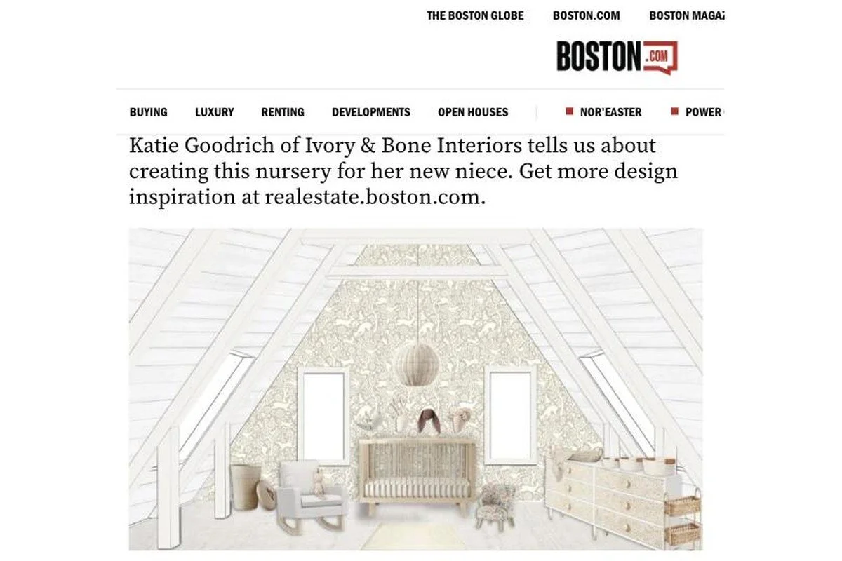 Woodland nursery design by Ivory & Bone Interiors, featured on Boston.com