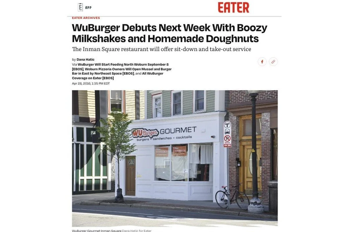 WuBurger Cambridge restaurant design by Ivory & Bone Interiors, featured in Eater Boston