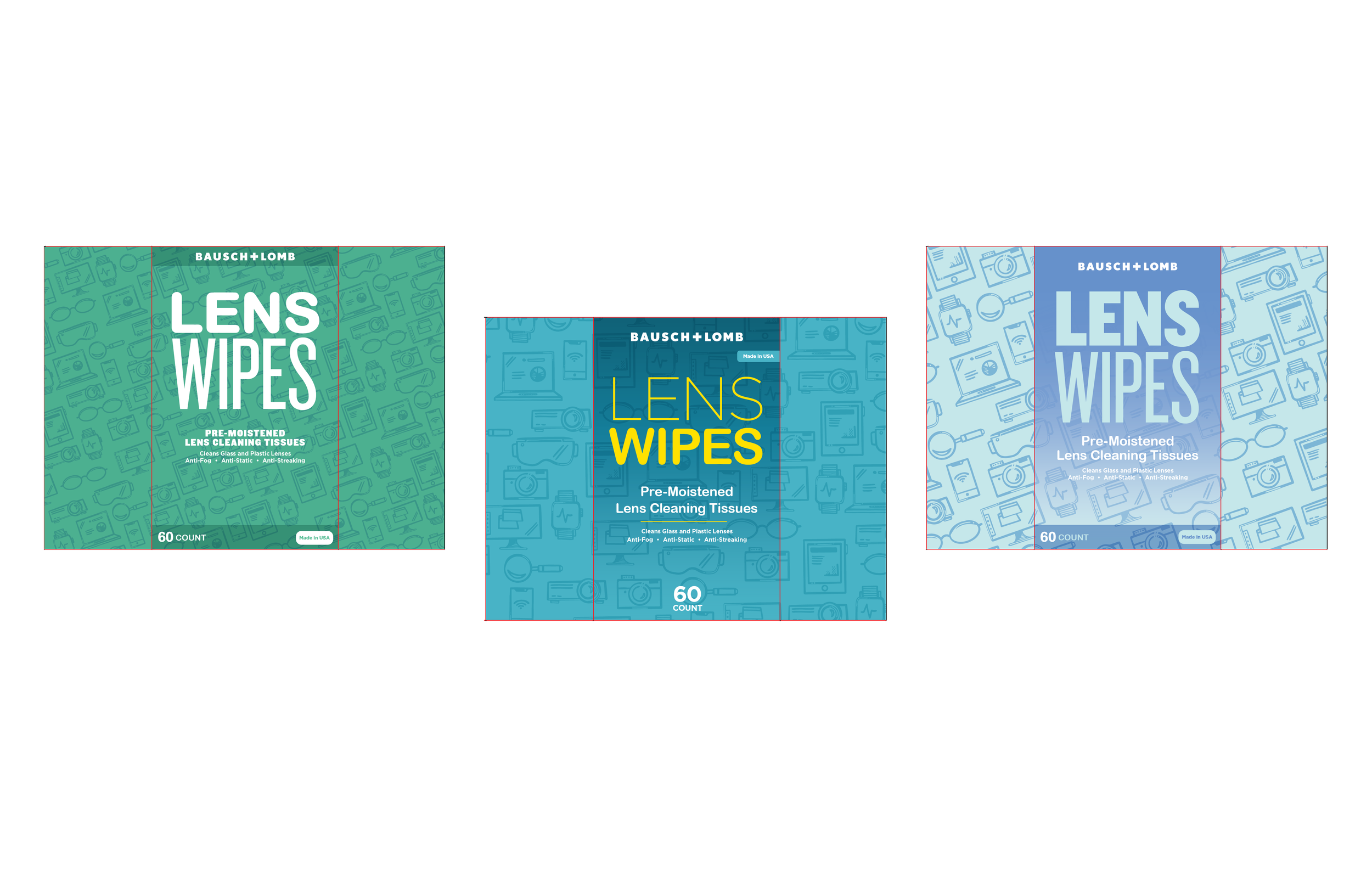 Lens wipes box options / Bausch + Lomb