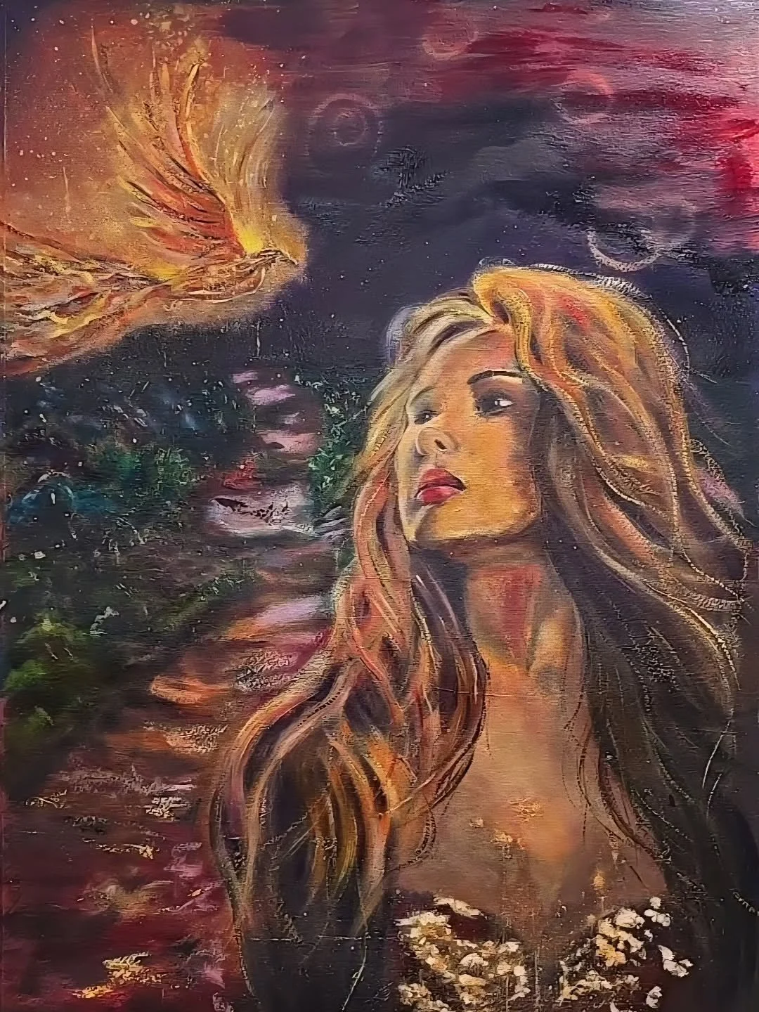 Transformation is not loud.
It happens in layers,
in dark strokes,
in quiet searching,
in the places we don&rsquo;t always show.
⠀
And then one day,
the light breaks through.
⠀
My paintings live in that moment:
the soft, luminous emergence
of a woman