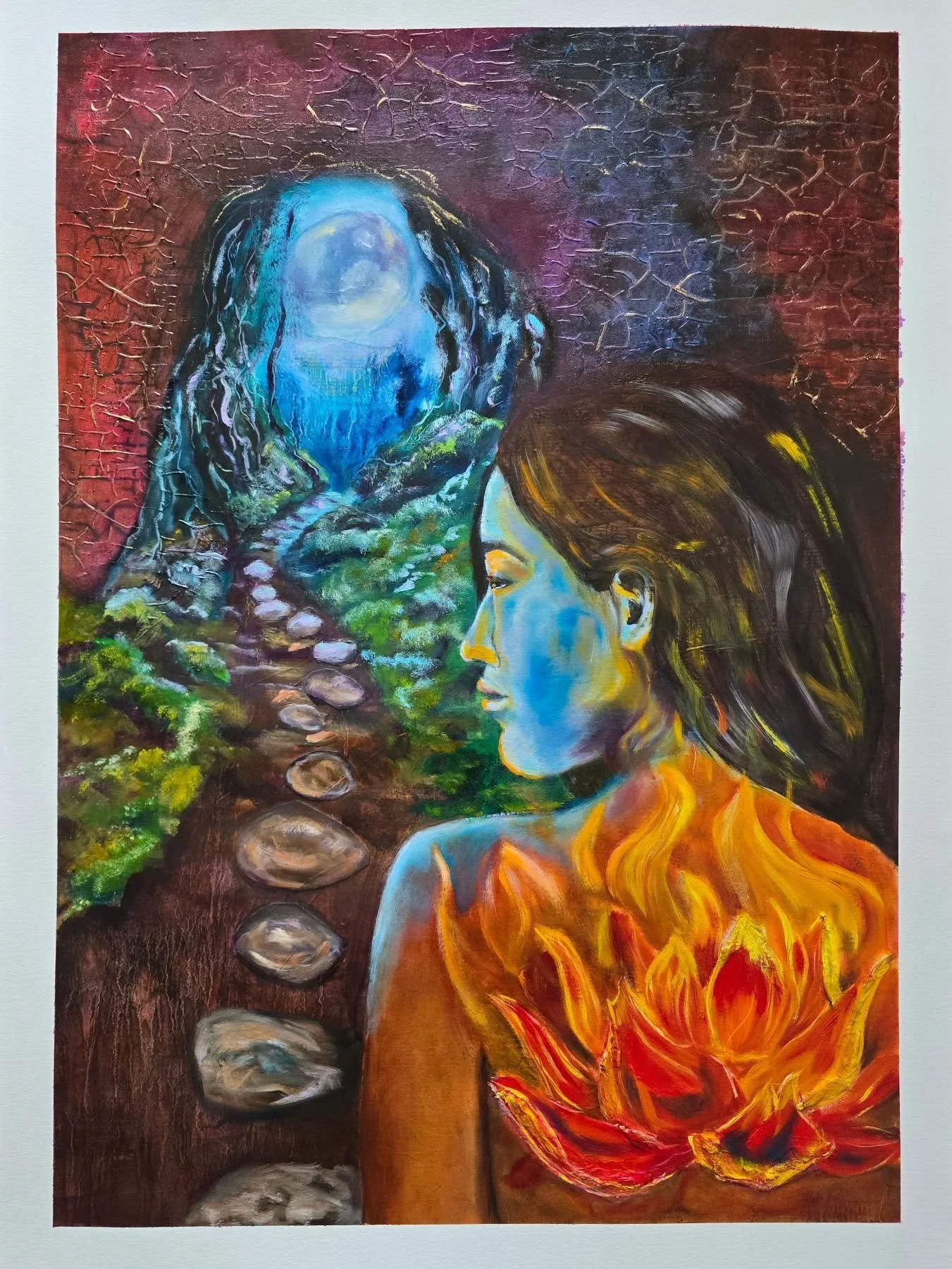 This painting is still finding its way.

Right now, it&rsquo;s asking me to pause, to sit in that limbo space where nothing is resolved yet.
There are moments in the process when the most honest thing to do is listen.

Not to push.
Not to fix.
Not to