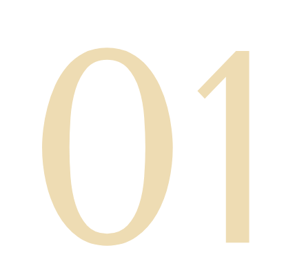 Großer Zahl 01 in beige vor schwarzem Hintergrund