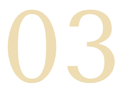 Großer beige Zahl 03 auf schwarzem Hintergrund