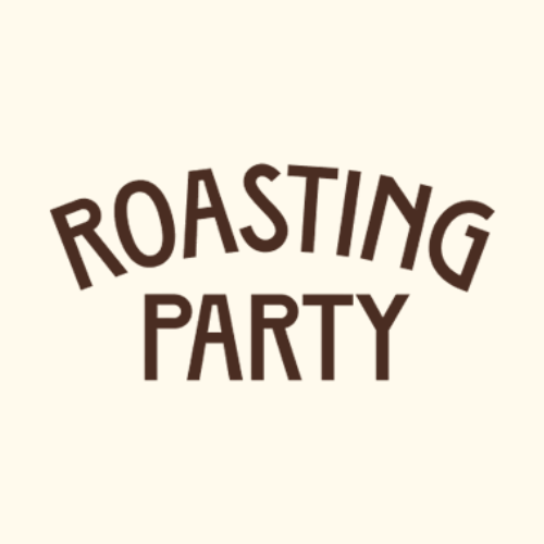 Text reading 'Roasting Party' in bold letters on a plain background.