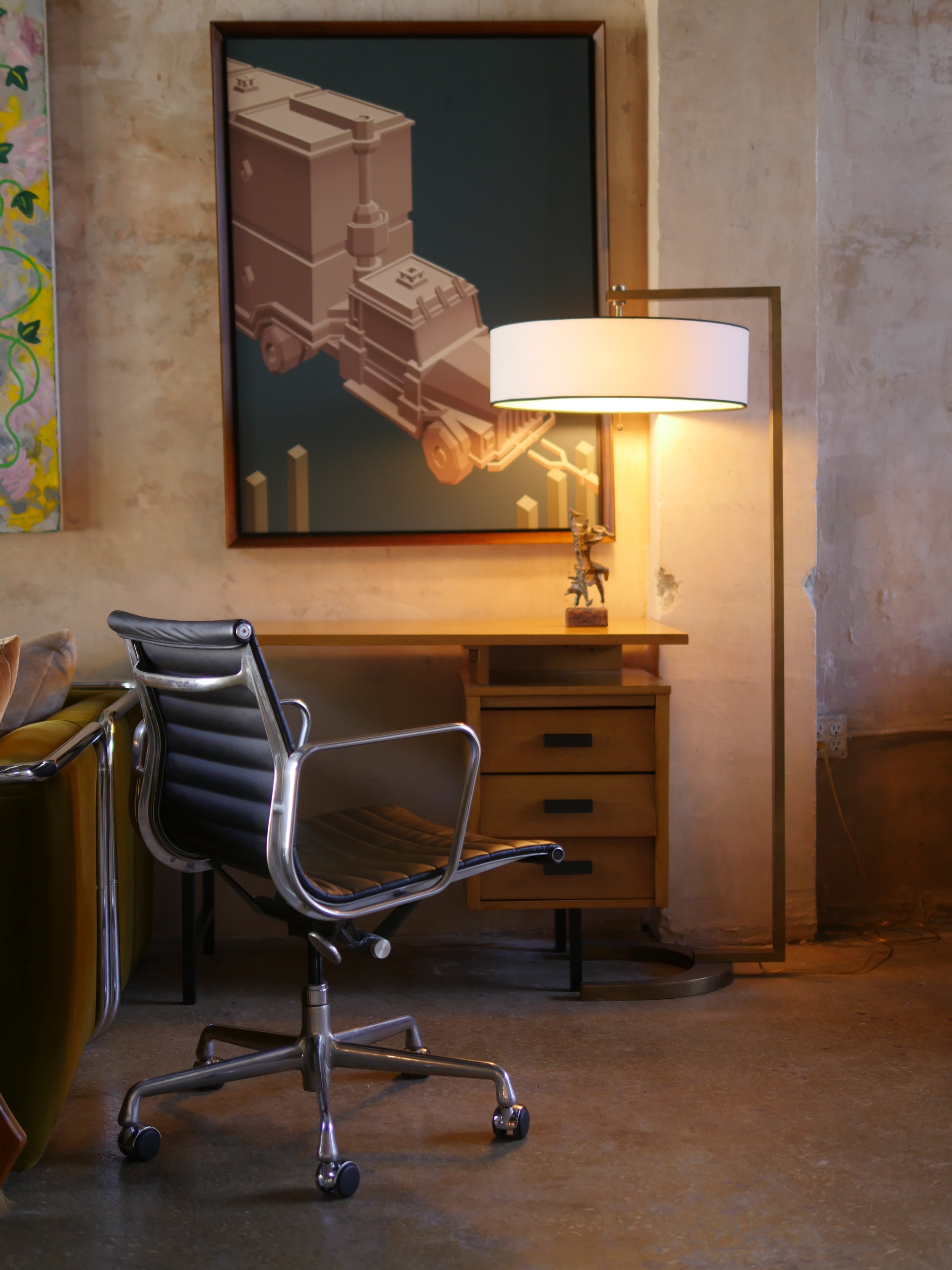 4.Herman_Miller_Chair_1960s_Pierre_Paulin_Desk_1998_Venezuelen_Julio_Pacheco_Rivas_Paintings.JPG