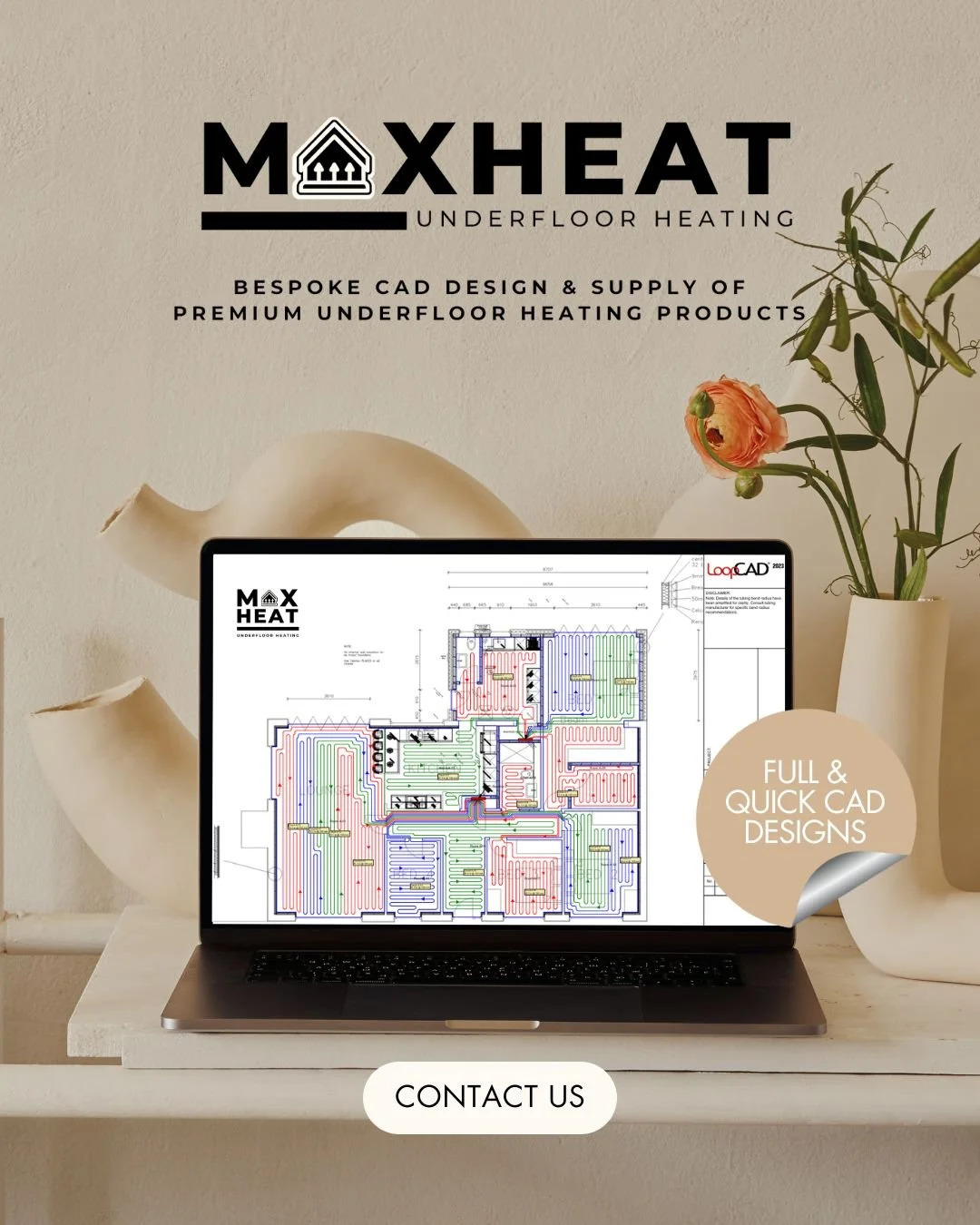 ⭐ MaxHeatUFH Full CAD Design Service ⭐

💥 Looking for a QUICK and PROFESSIONAL underfloor heating design? 💥

At MaxHeatUFH, we provide:
✅ Quick CAD designs &amp; quotes within 24 hours (currently 2-4 hours turnaround time!)
✅ Full loop designs upon