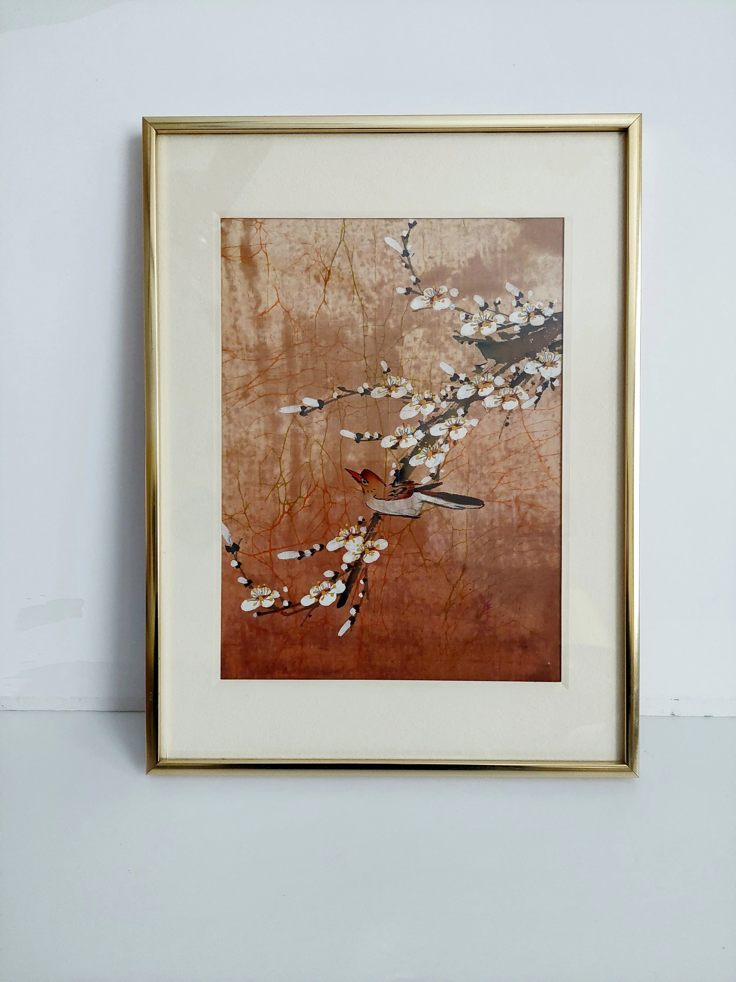 Vintage Asian style original painting, signed, framed (#448)