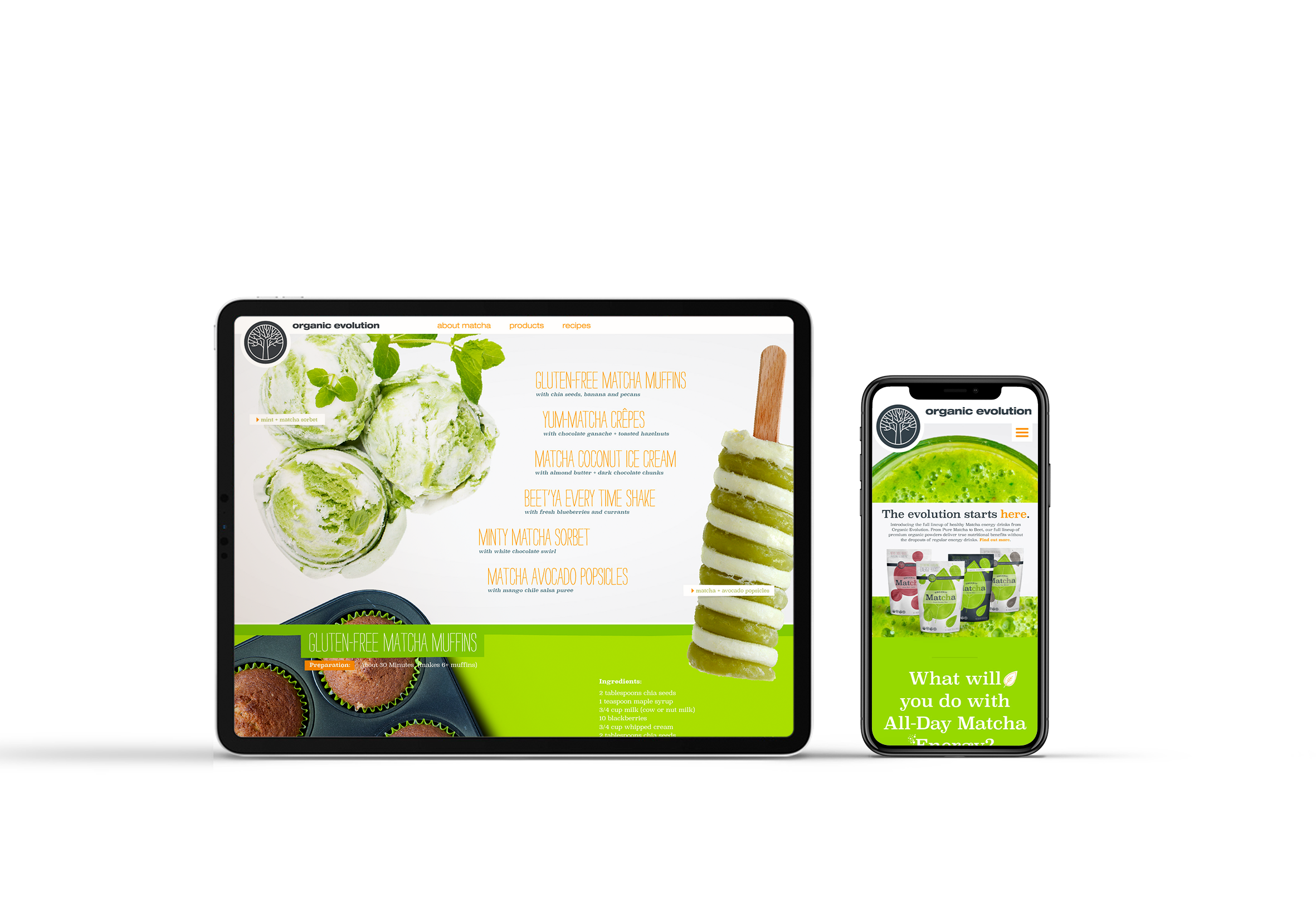 organic evolution website on ipad and phone