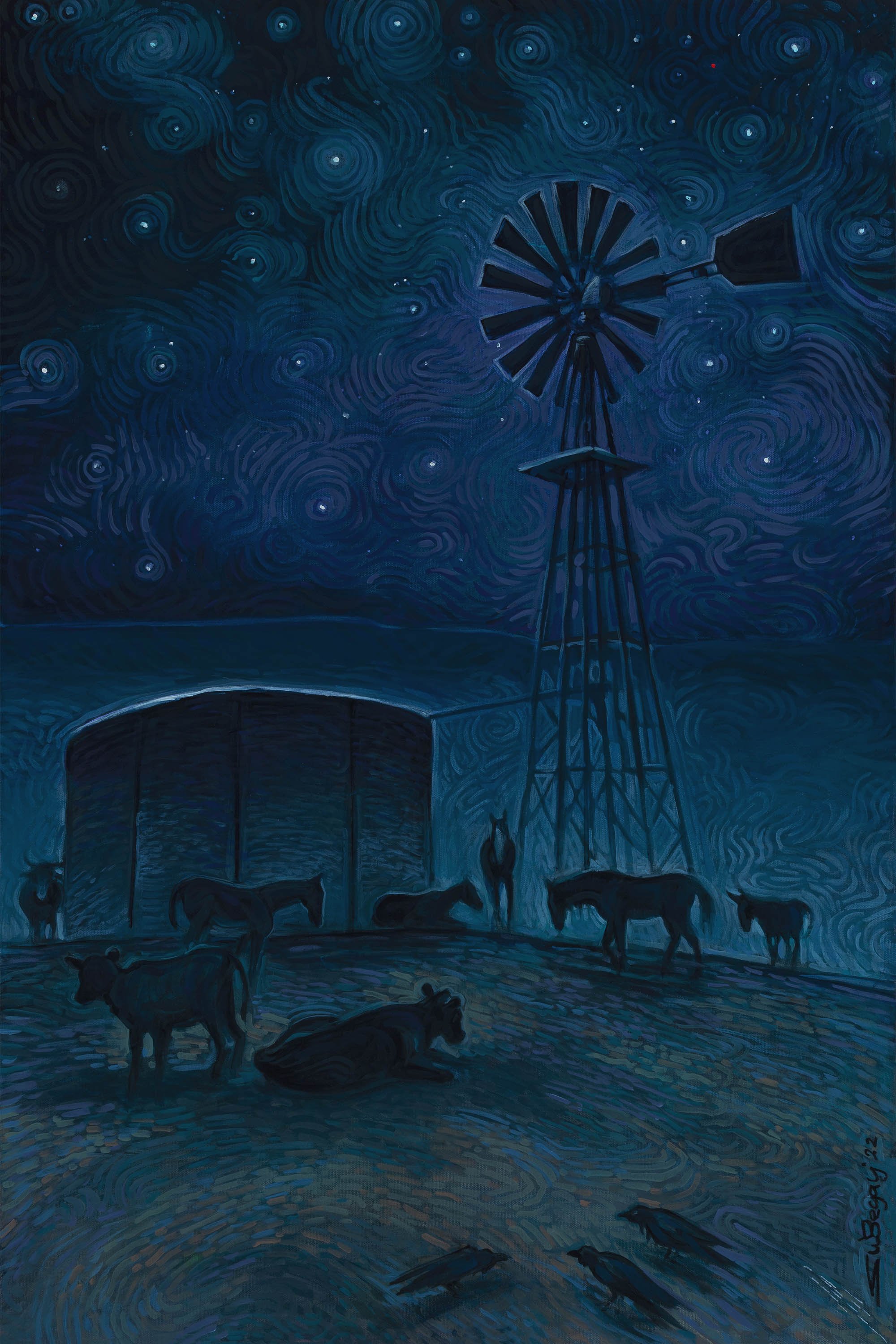 Shonto Begay | Night Thirst, 2022 | acrylic on canvas | 36 x 24 in. | $6,500