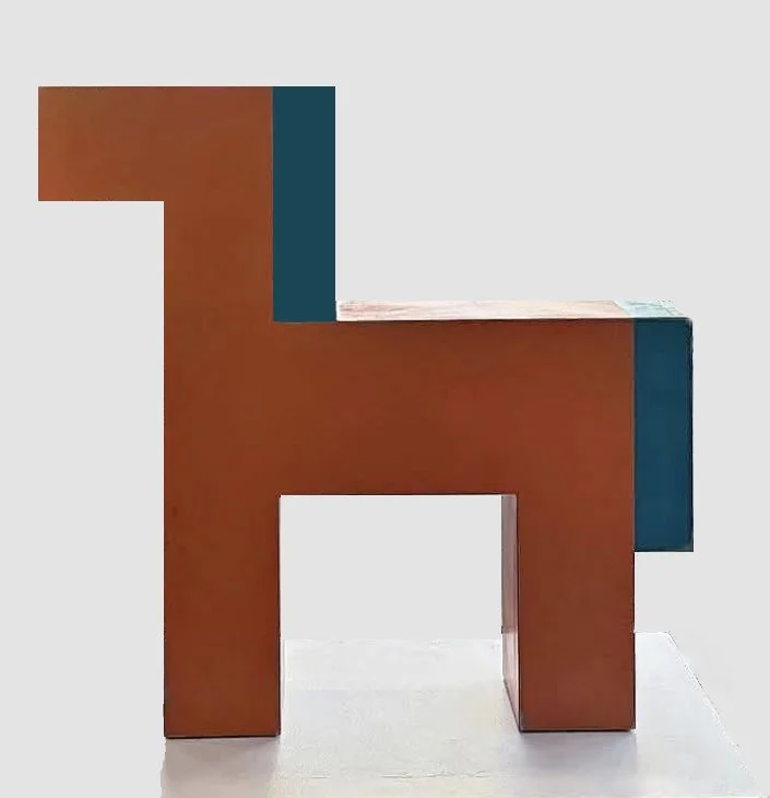 MikeWhiting_BlockHorse(orange+turquoise)_2026_automotivepaintsteel_22x23x6in.jpg