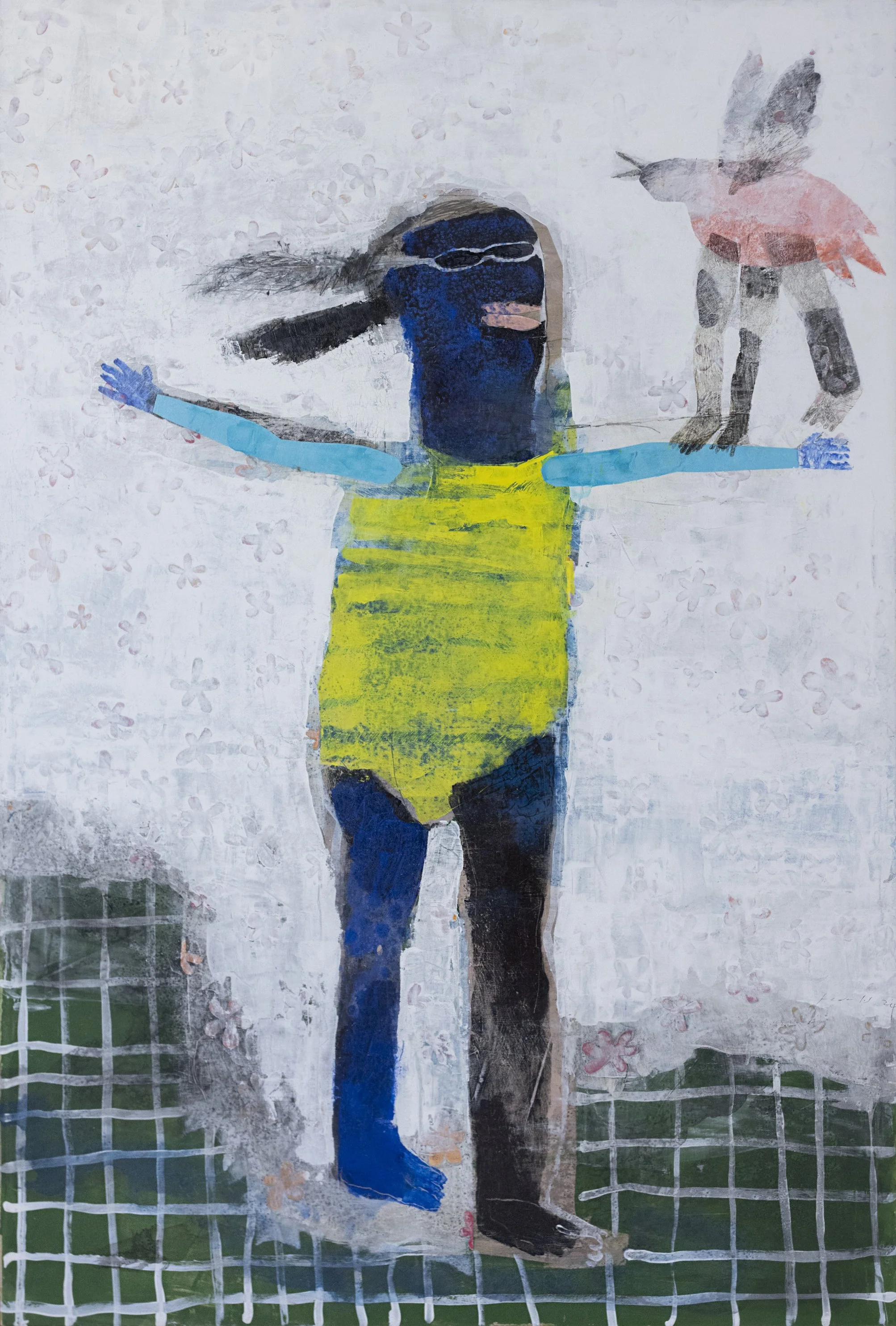 Fidalis Buehler, 'Child with Bird Messenger,' 2024, mixed media, 36 x 22 in., SOLD