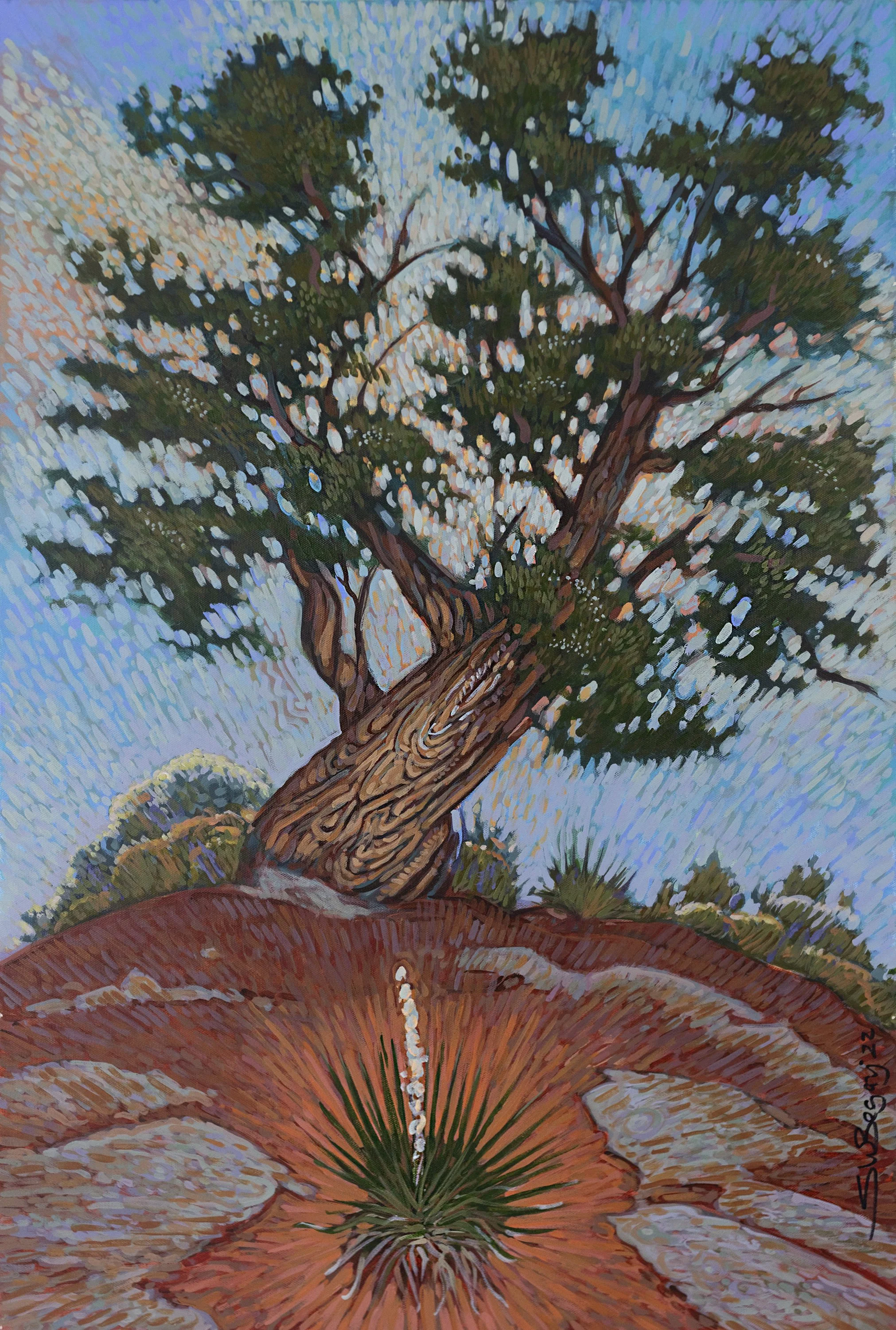 Shonto Begay, 'Yucca Tree,' 2022, acrylic on canvas, 36 x 24 in., $6,500
