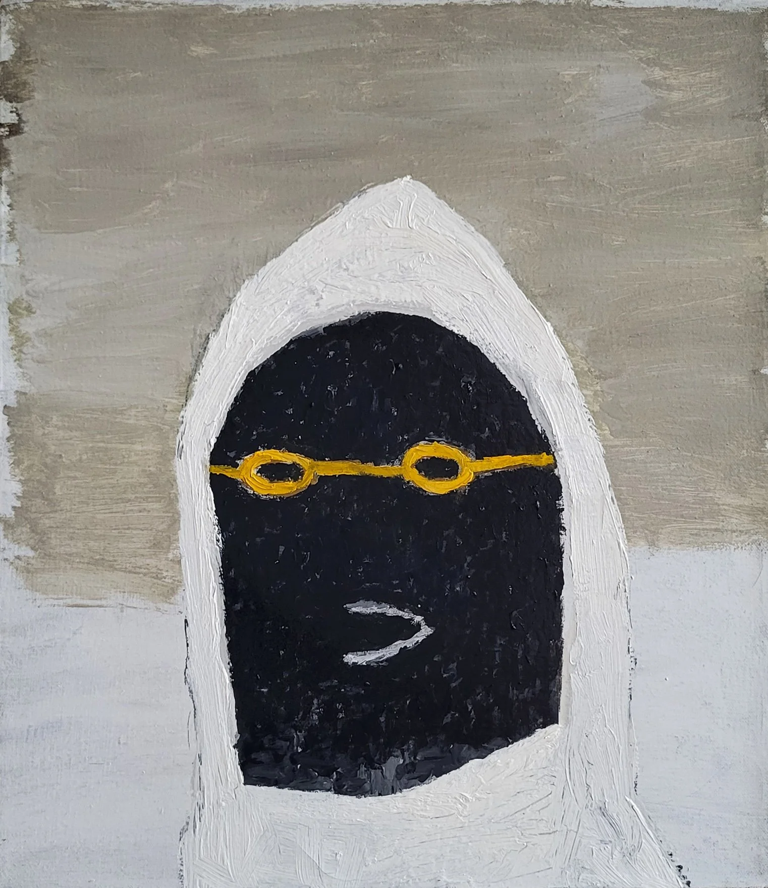 Fidalis Buehler | Hoodie Man with Yellow Glasses, 2025 | oil on panel | 16 x 14 in. | $1,600