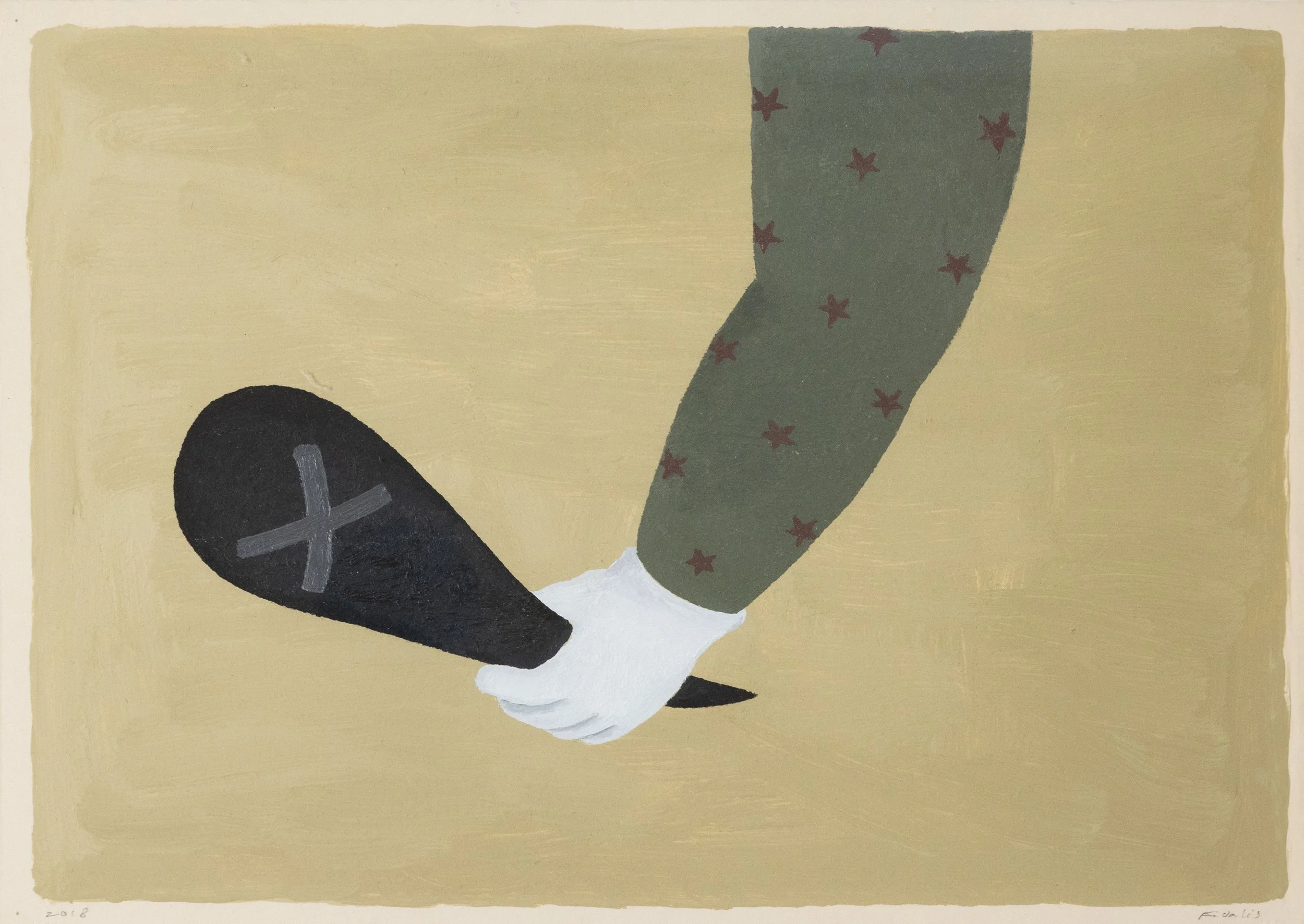Fidalis Buehler | Word Bubble Weapon, 2018 | oil on paper | 9.5 x 13.5 in. | $1,000