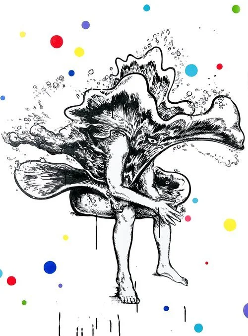 Jiyoun Lee-Lodge | Waterman - In Thoughts #2 | 2023 | acrylic and ink on canvas | 30 x 40 in. | $5,000