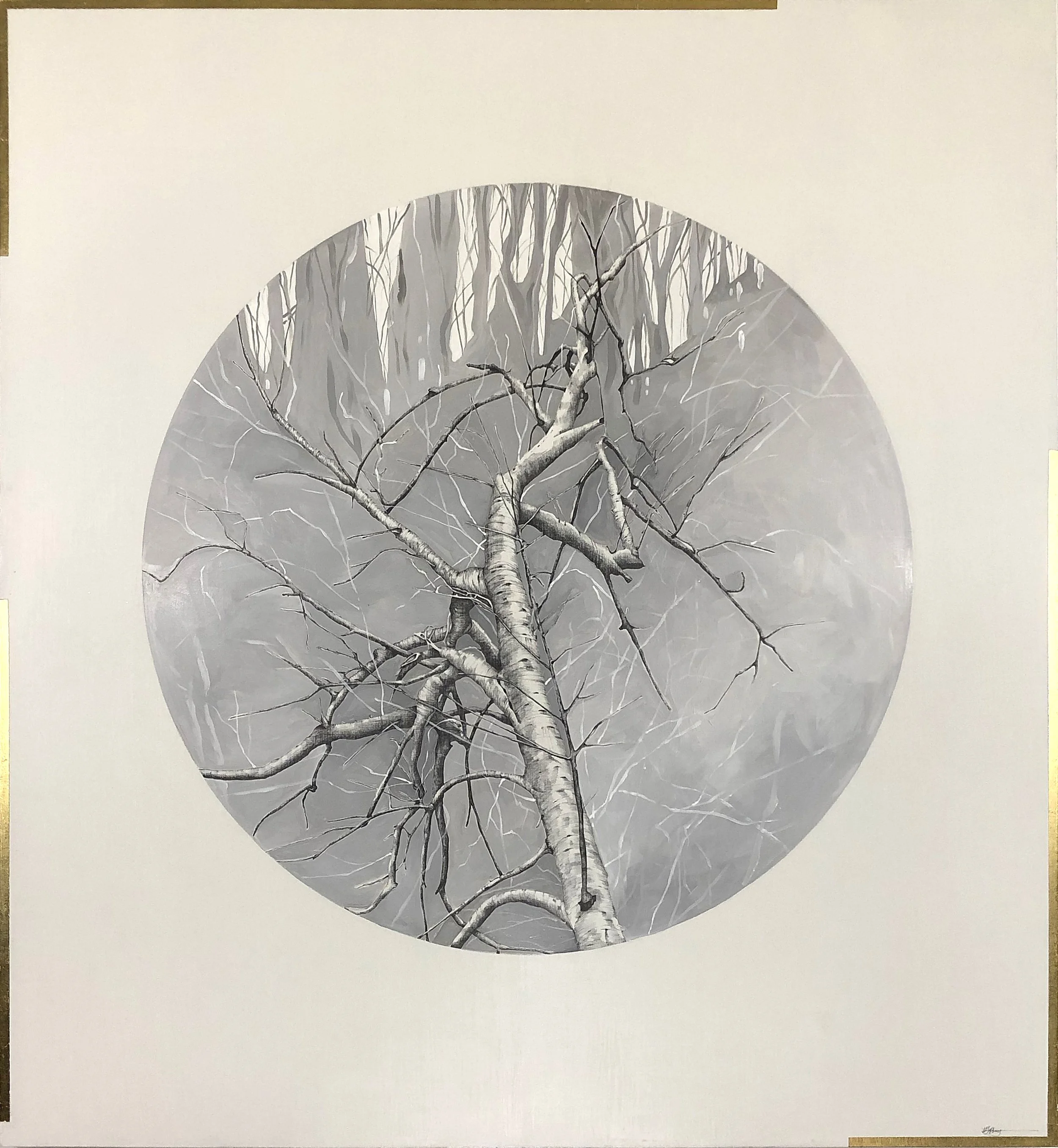 Kiki Gaffney, 'Tree Mandala,' 2019, oil, graphite, gold leaf on wood panel, 39 x 36 in., $7,500