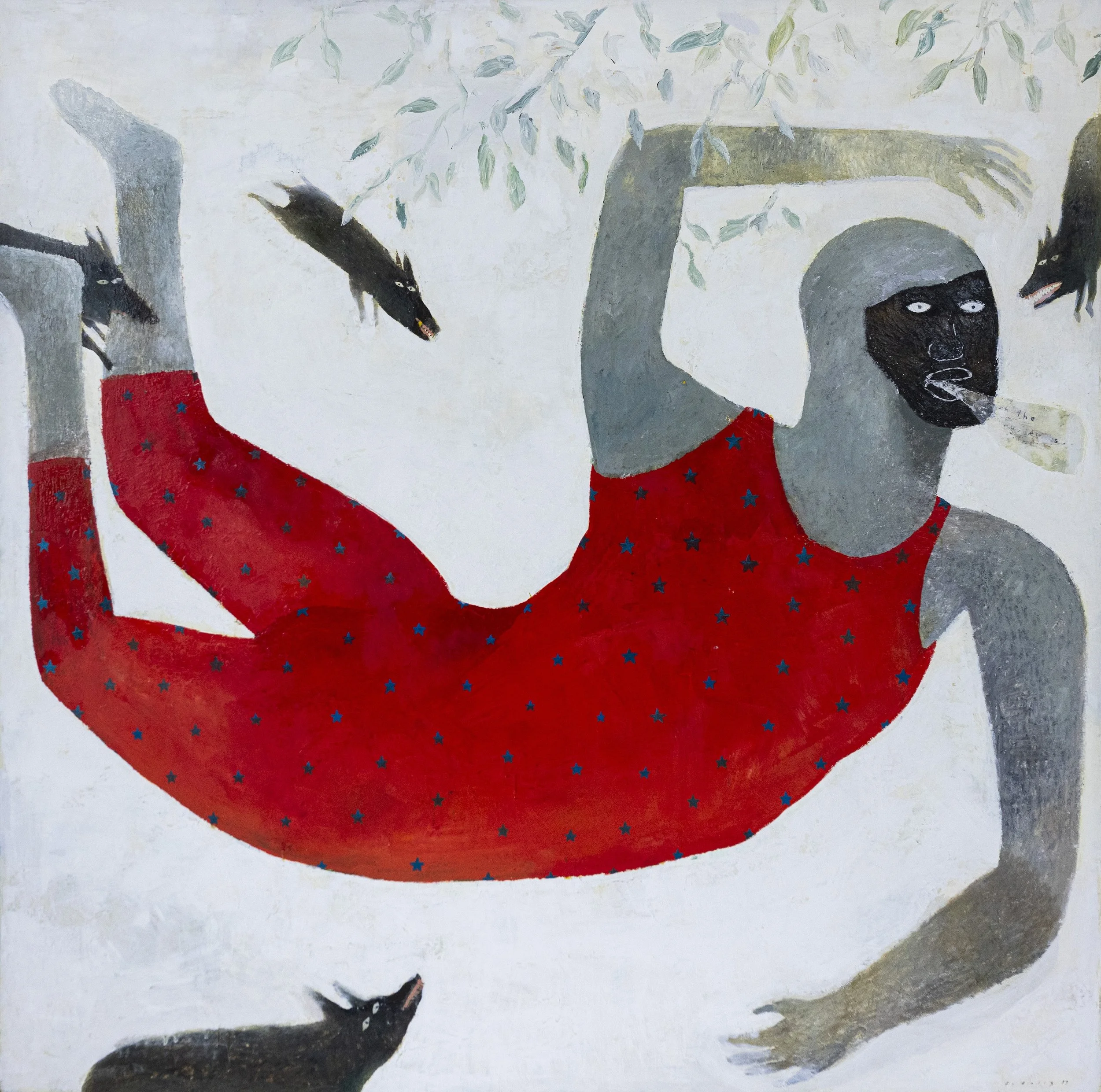 Fidalis Buehler | Wrestler Versus Hellhounds, 2017 | oil on panel | 60 x 60 in. | $9,600