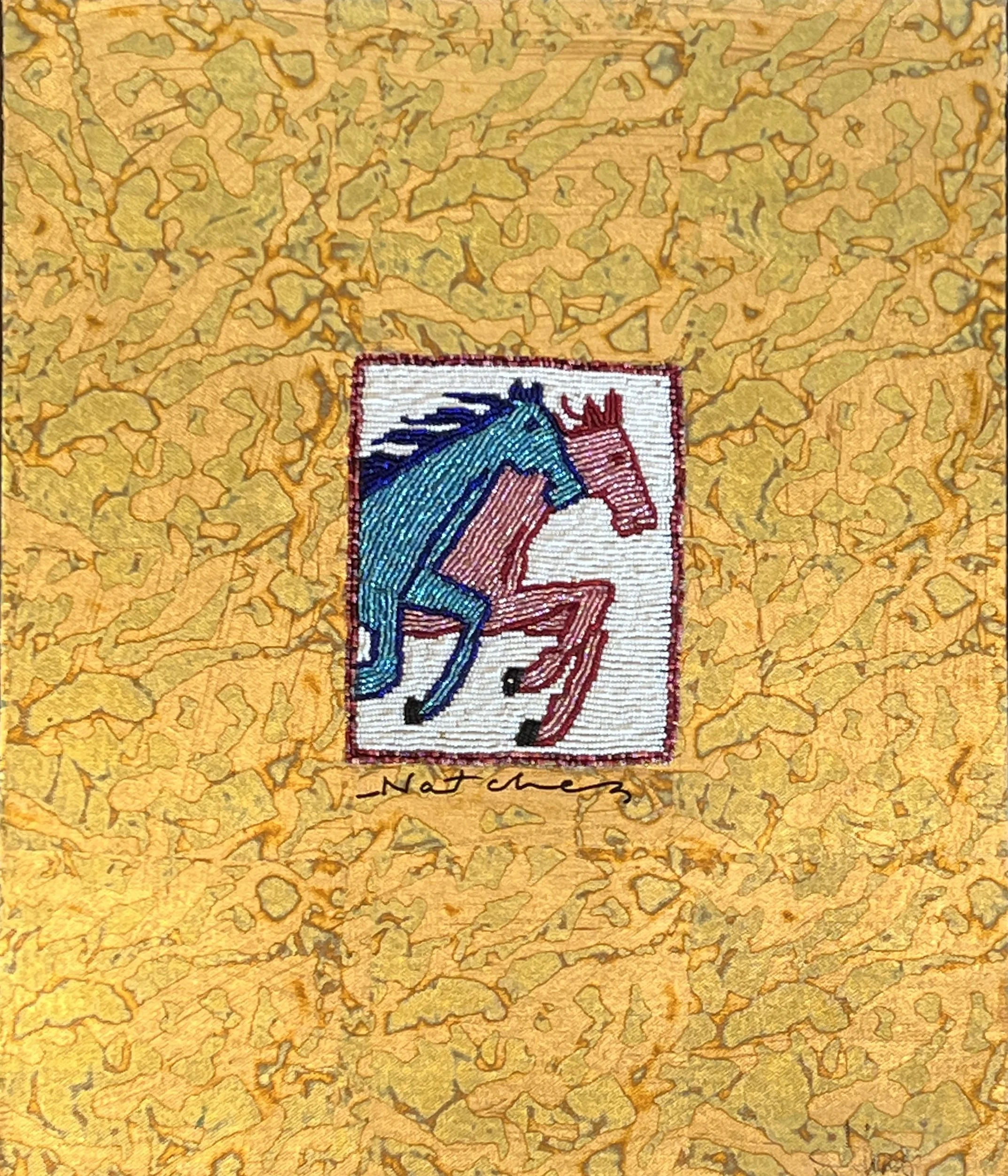 StanleyNatchez_TwoBeadedHorses_2026_mixedmediaoncanvas_20x16in.jpg