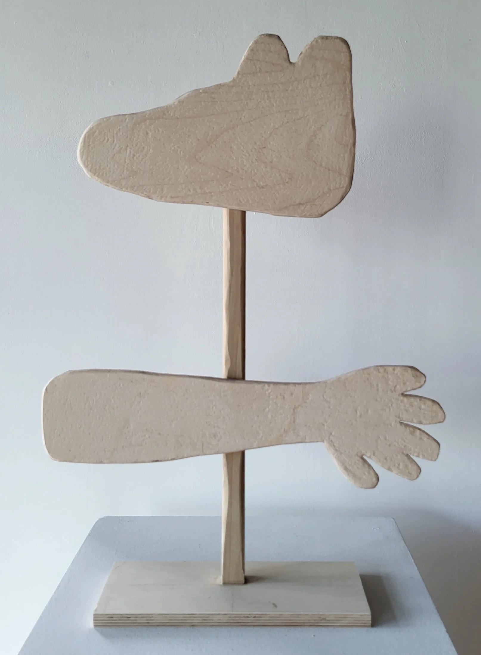 Fidalis Buehler | Dog and Hand (Story of Nomati), 2025 | wood (baltic birch) | 25 x 13 x 4.5 in. | $1,600