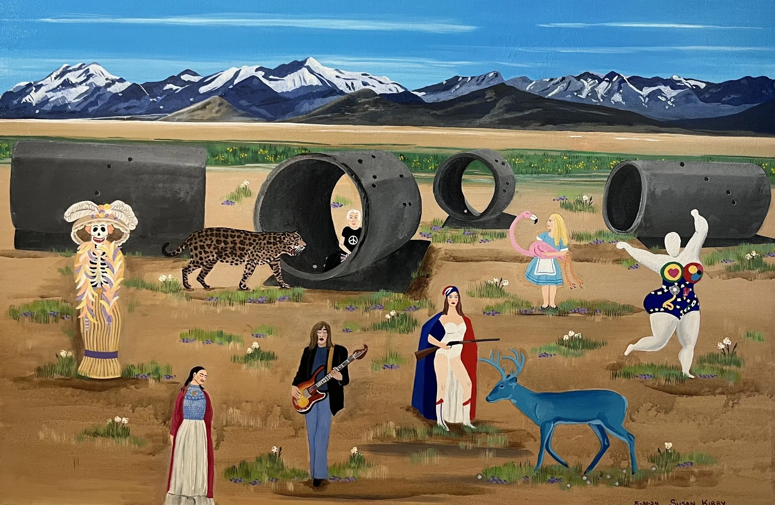 Susan Kirby | Sun Tunnels Party, 2024 | acrylic on canvas | 24 x 36 in. | $3,500