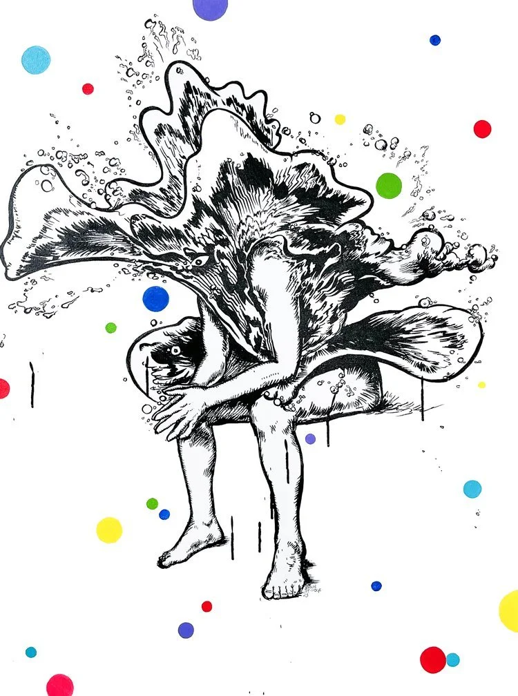 Jiyoun Lee-Lodge, 'Waterman - In Thoughts #1,' 2023, acrylic and ink on canvas, 30 x 40 in., $5,000