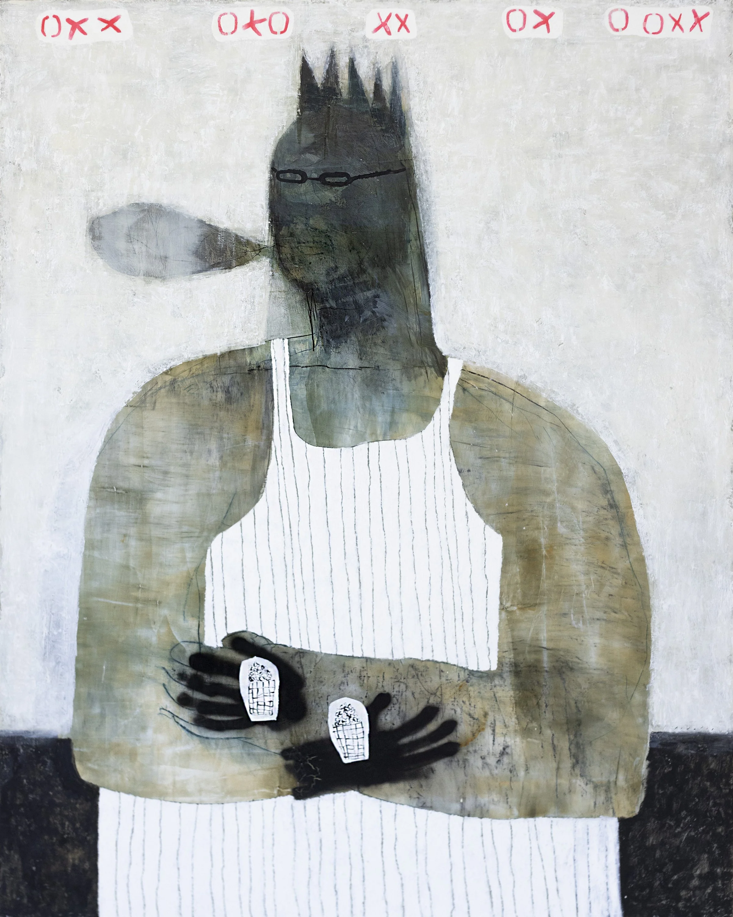 Fidalis Buehler, 'Popcorn King,' 2021, oil on panel, 60 x 48 in., $7,000