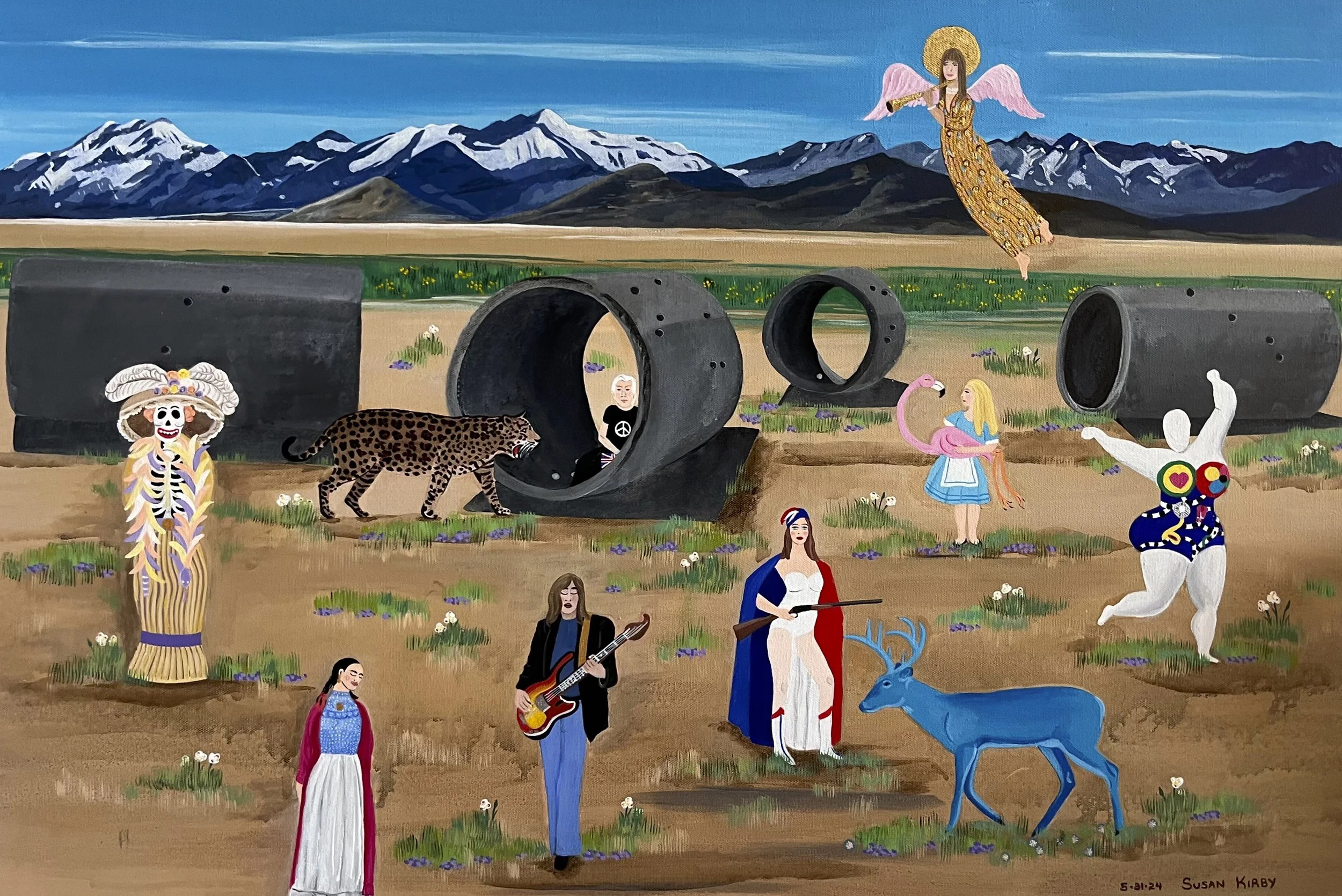 Susan Kirby | Sun Tunnels Party, 2024 | acrylic on canvas | 24 x 36 in. | $3,500