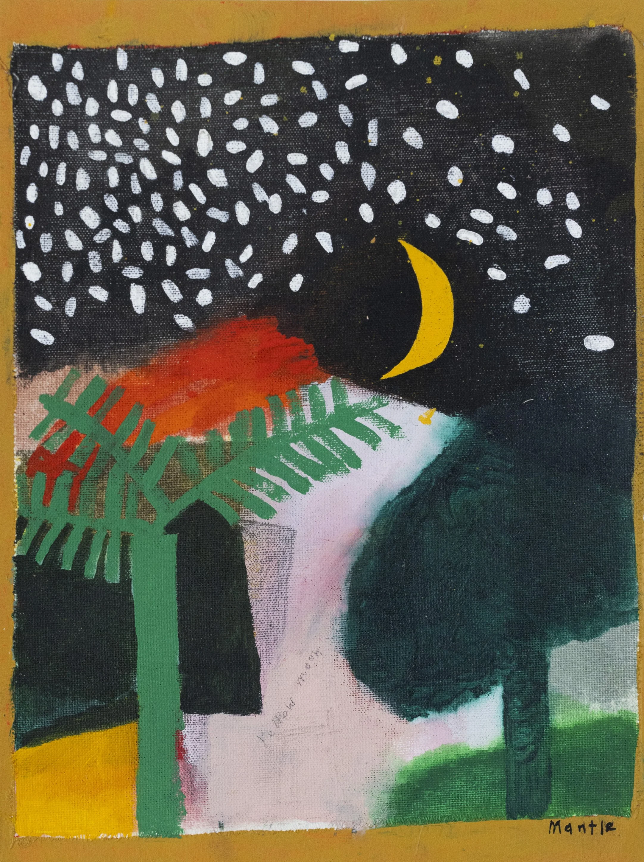 Mitch Mantle, 'Waxing Moon,' 2020, acrylic and collage on paper, 12 x 8.5 in., $1,000