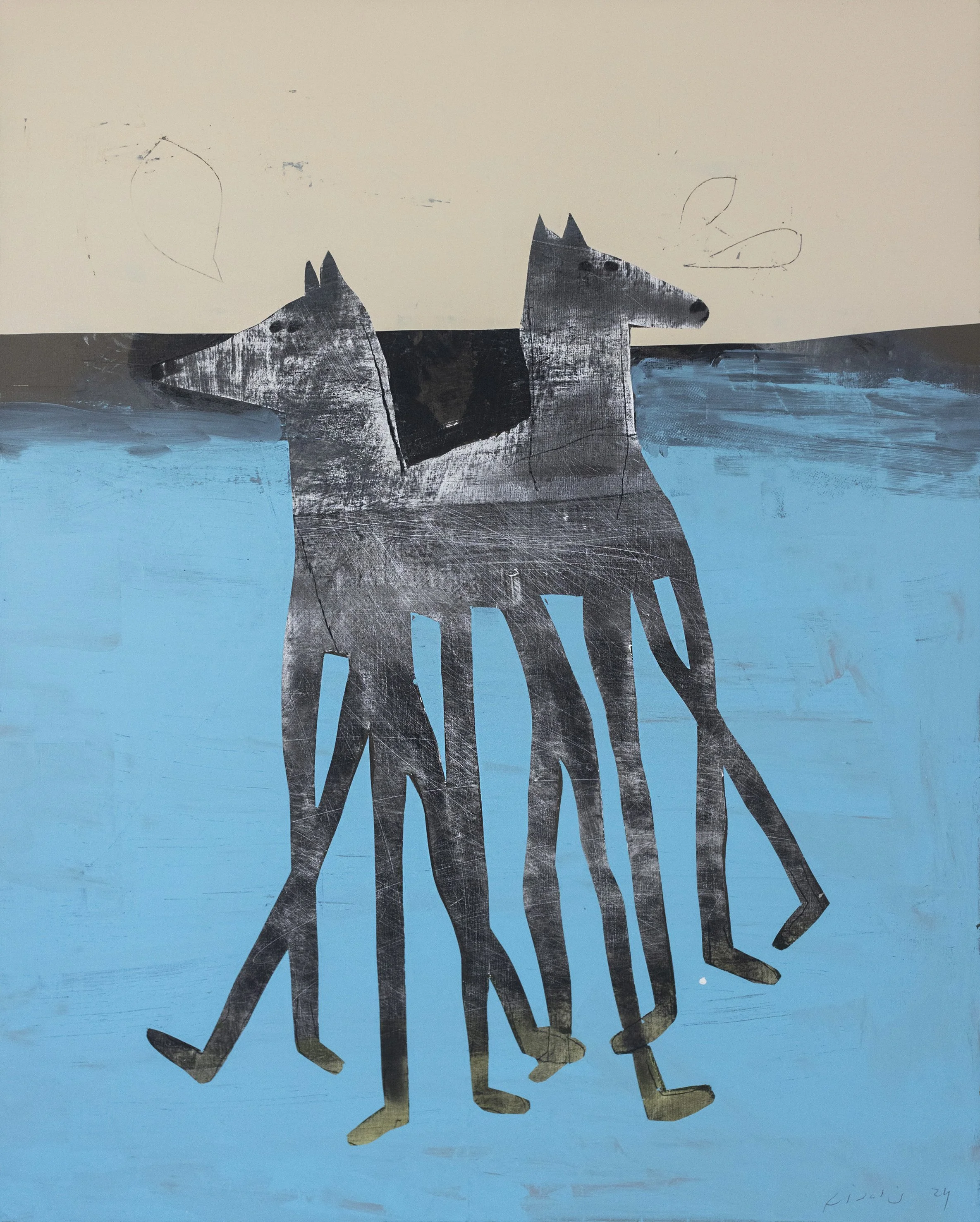 Fidalis Buehler, '2-Headed Messenger with Many Legs,' 2024, mixed media, 28.5 x 23 in., $2,500