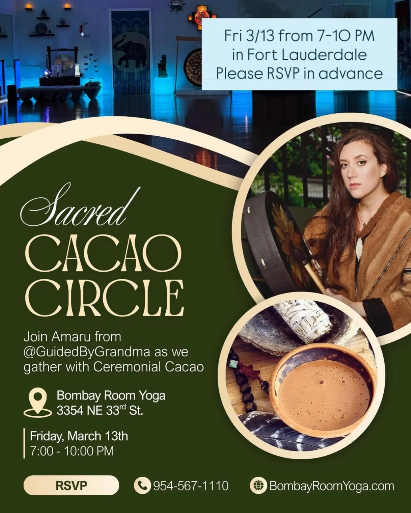 Step into a sacred evening of ritual, reflection, and renewal. ✨

This heart-centered ceremony weaves together ceremonial cacao, hap&eacute;h, energetic cleansing with copal, meditation, and sacred song to support emotional release, grounding, and de