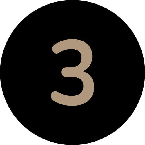A black background with the number three in beige in the center.