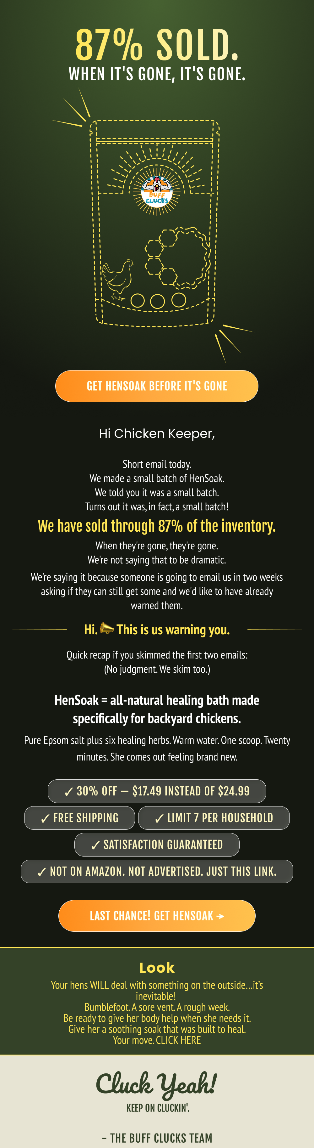 Buff Clucks email campaign design