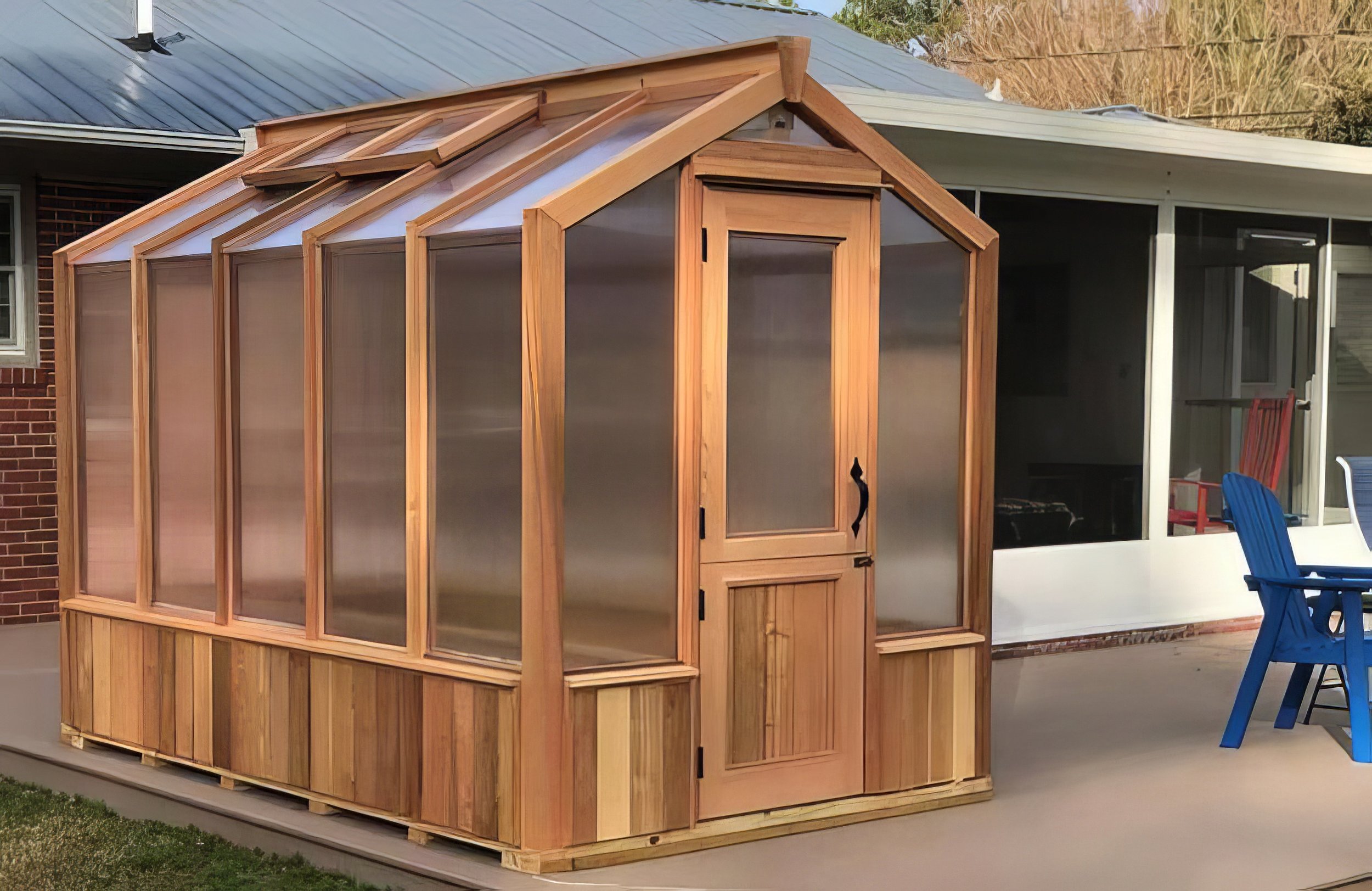 greenhouse with glass door