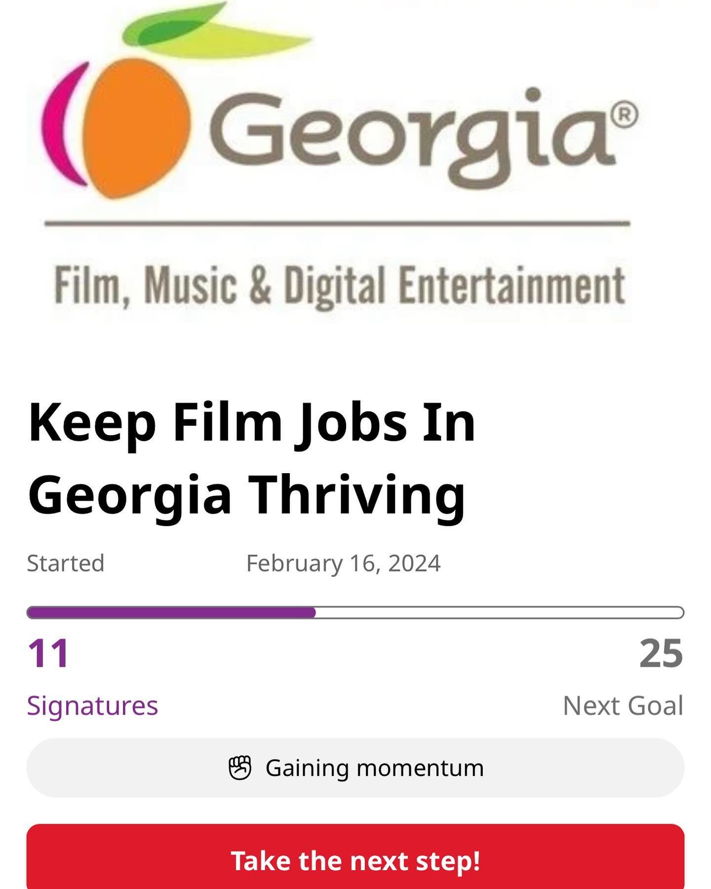 Hey guys! This is a petition to help keep film jobs in GA thriving. 

House Bill 1180 threatens the structure and security of the film industry in GA. The bill would raise the minimum spend requirement to qualify for FILM tax incentives from $500,000