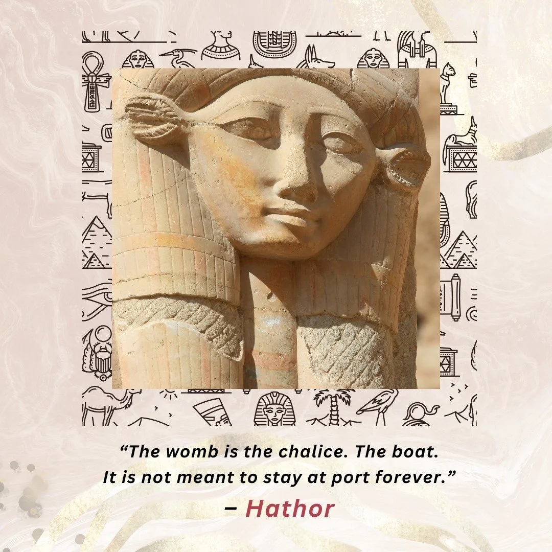 This line from Hathor has been echoing in my body:
&ldquo;The womb is the chalice.
The boat.
It is not meant to stay at port forever.&rdquo;
So many of us:
* Sit at the same emotional harbor for years
* Use our sacral energy to cope, perform, or plea