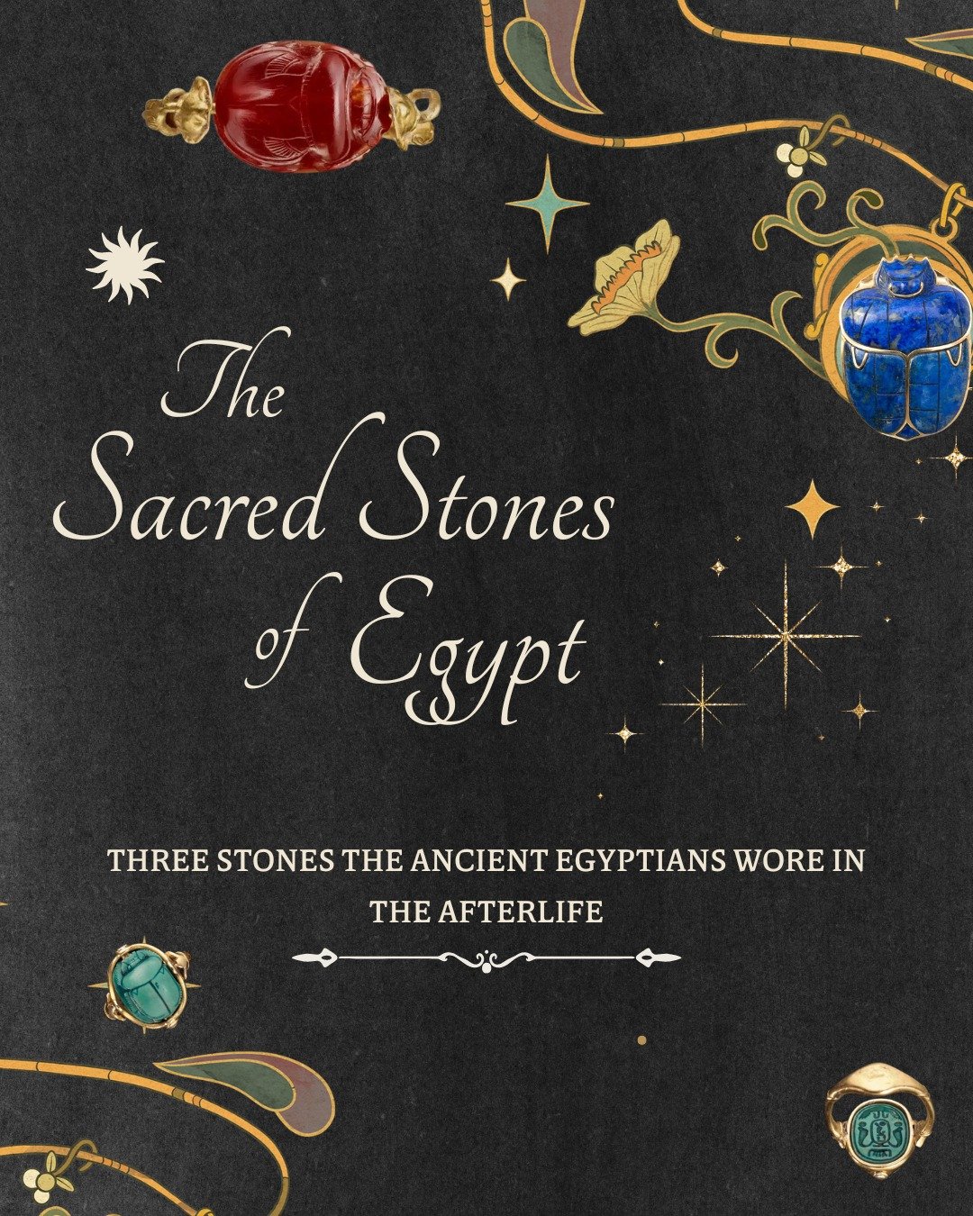 The ancients didn't wear crystals for beauty. They wore them to survive the afterlife.

Since the 4th Dynasty, three stones appeared again and again in Egyptian royal jewelry. Turquoise. Lapis lazuli. Carnelian.

Each one carried its own power.
Lapis