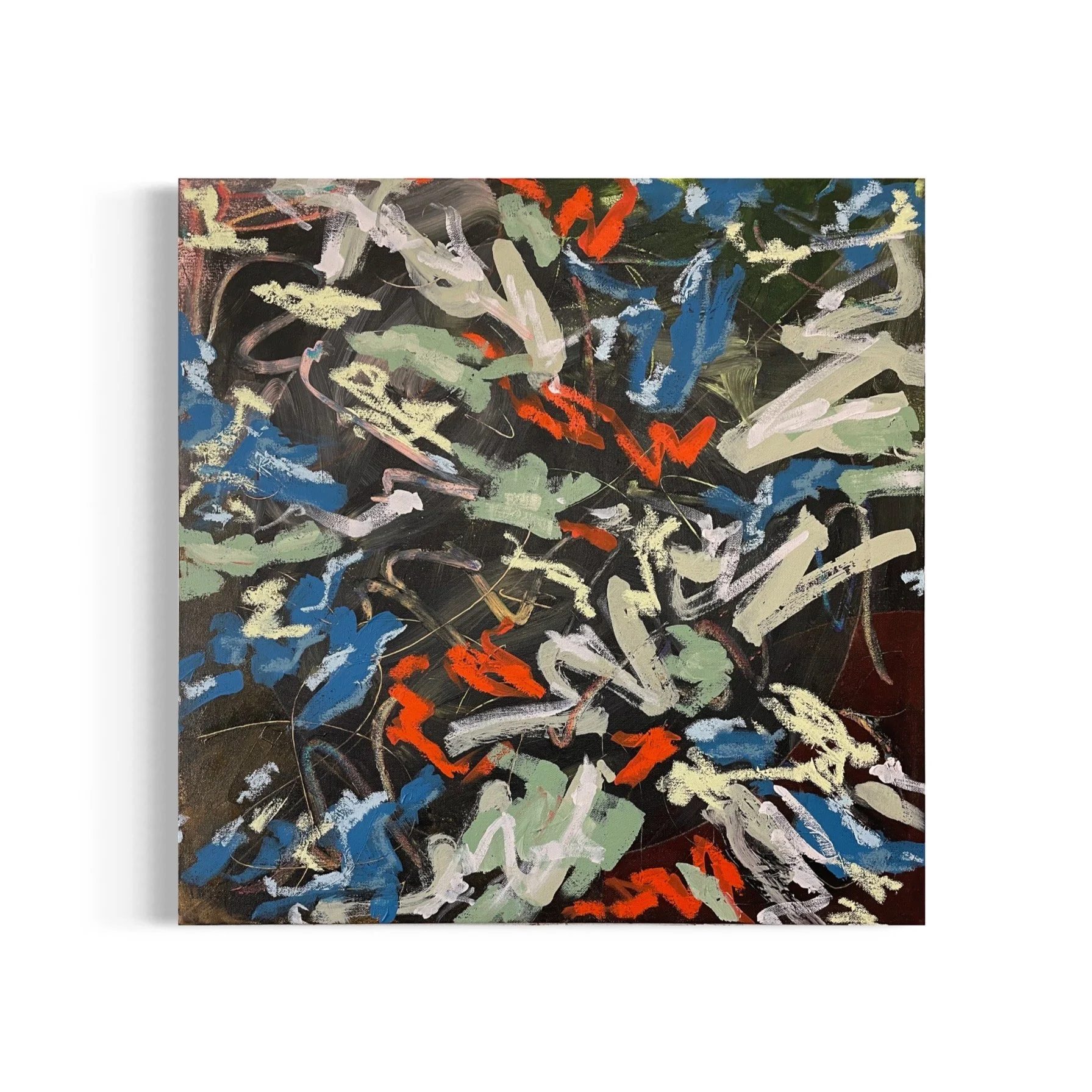 When it ends, what begins?
Acrylic and oil stick on canvas
24 x 24in