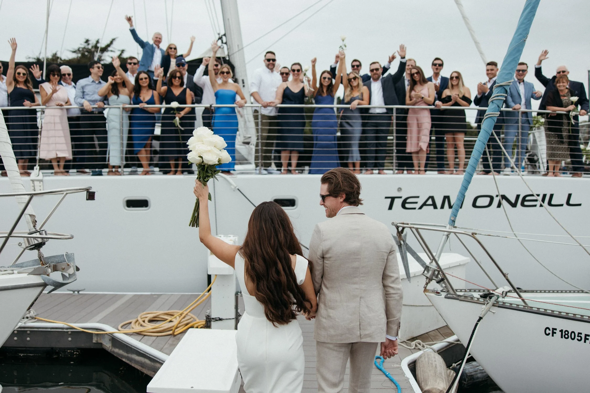 A wedding aboard the Oneill Yacht Charter catamaran