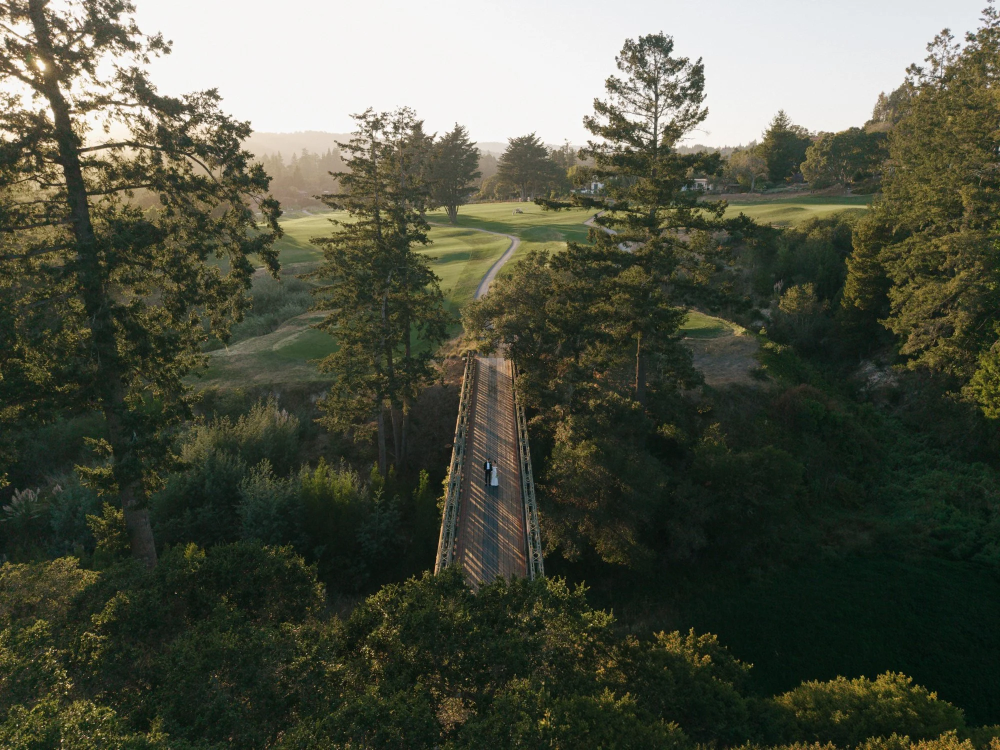 Drone portrait at sunset at the Hollins House in Santa Cruz
