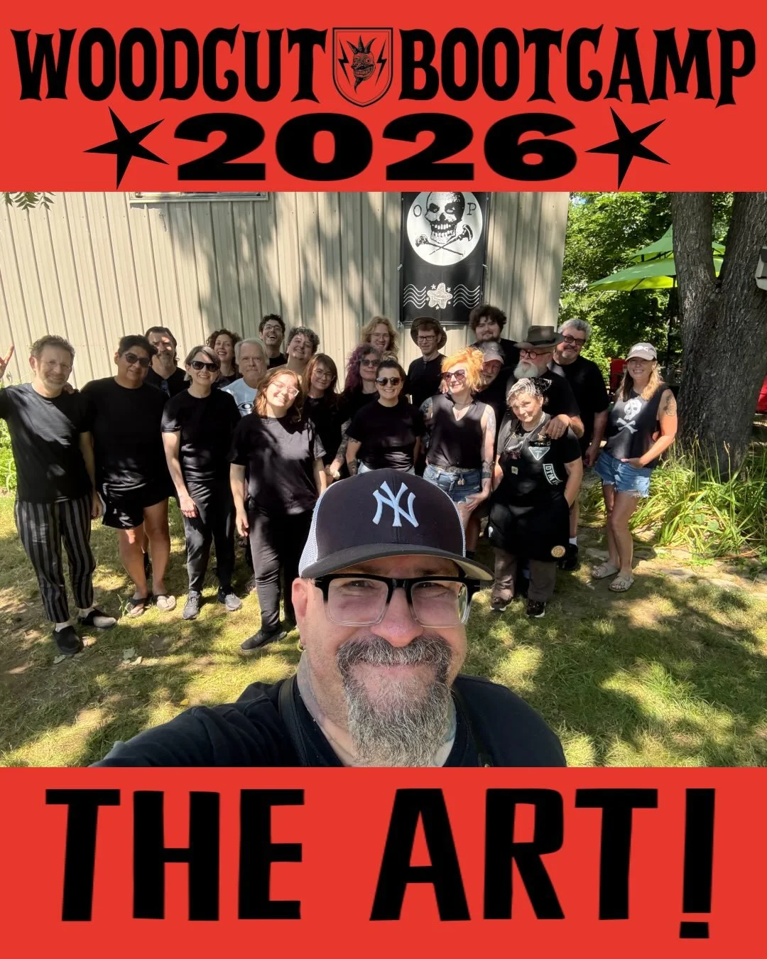 TOM H&Uuml;CK&rsquo;S WOODCUT BOOTCAMP 2026 IS NOW IN THE BOOKS! Congrats to all of our new graduates who braved the heat, the sleepless nights, and organized chaos during their intense training. A very special thanks to this years Den Mutherz Brooke